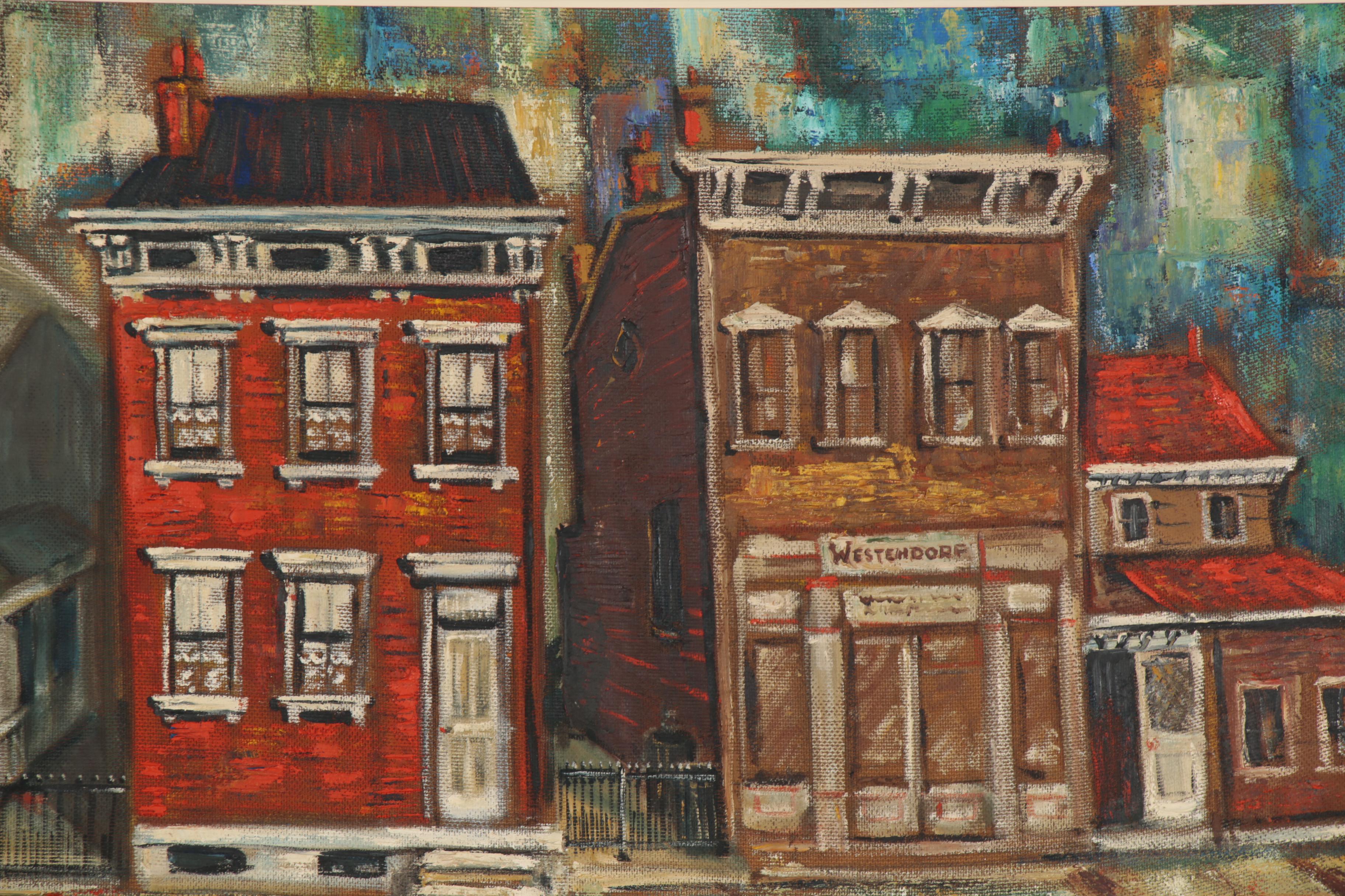 Lois Johannigman Oil Painting of Street View, Mid-20th Century