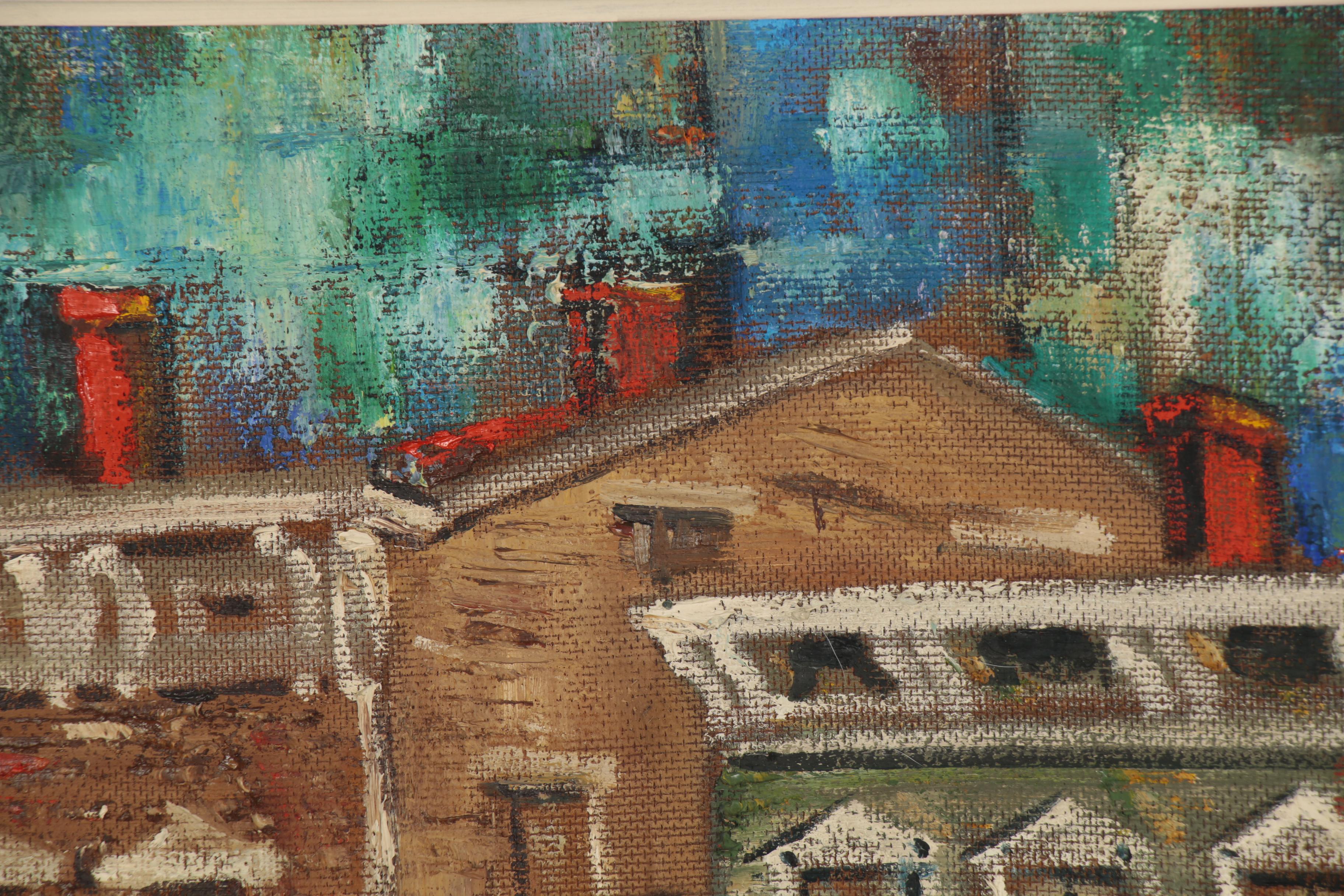 Lois Johannigman Oil Painting of Street View, Mid-20th Century