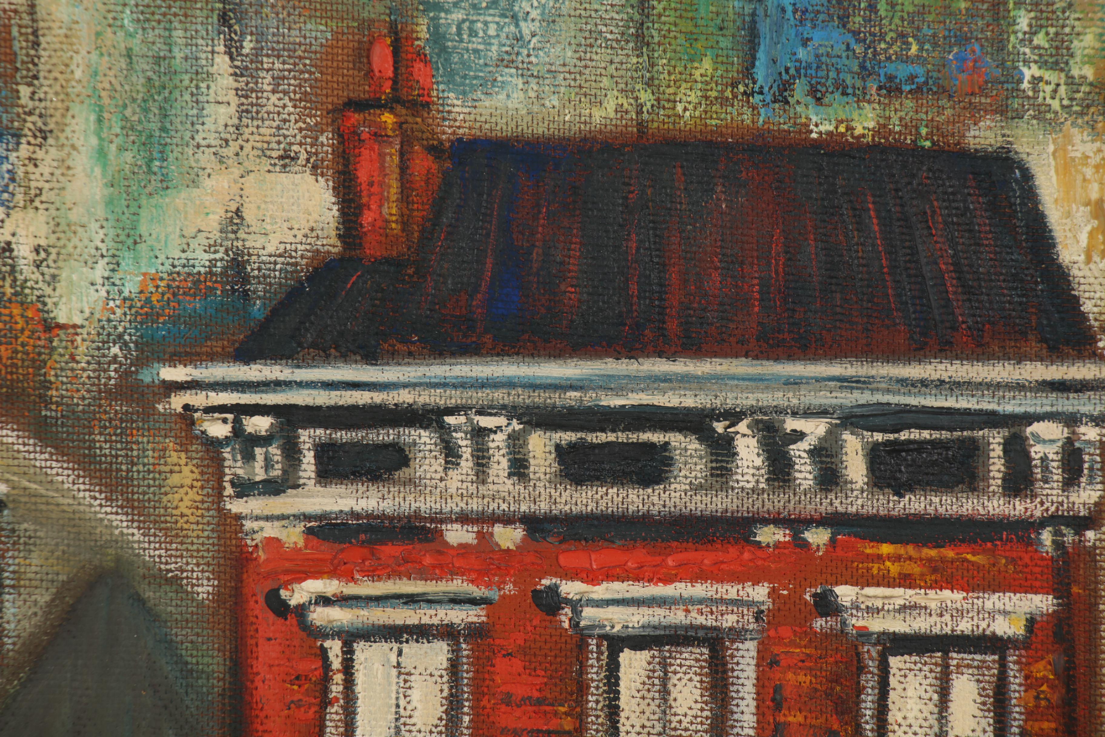 Lois Johannigman Oil Painting of Street View, Mid-20th Century