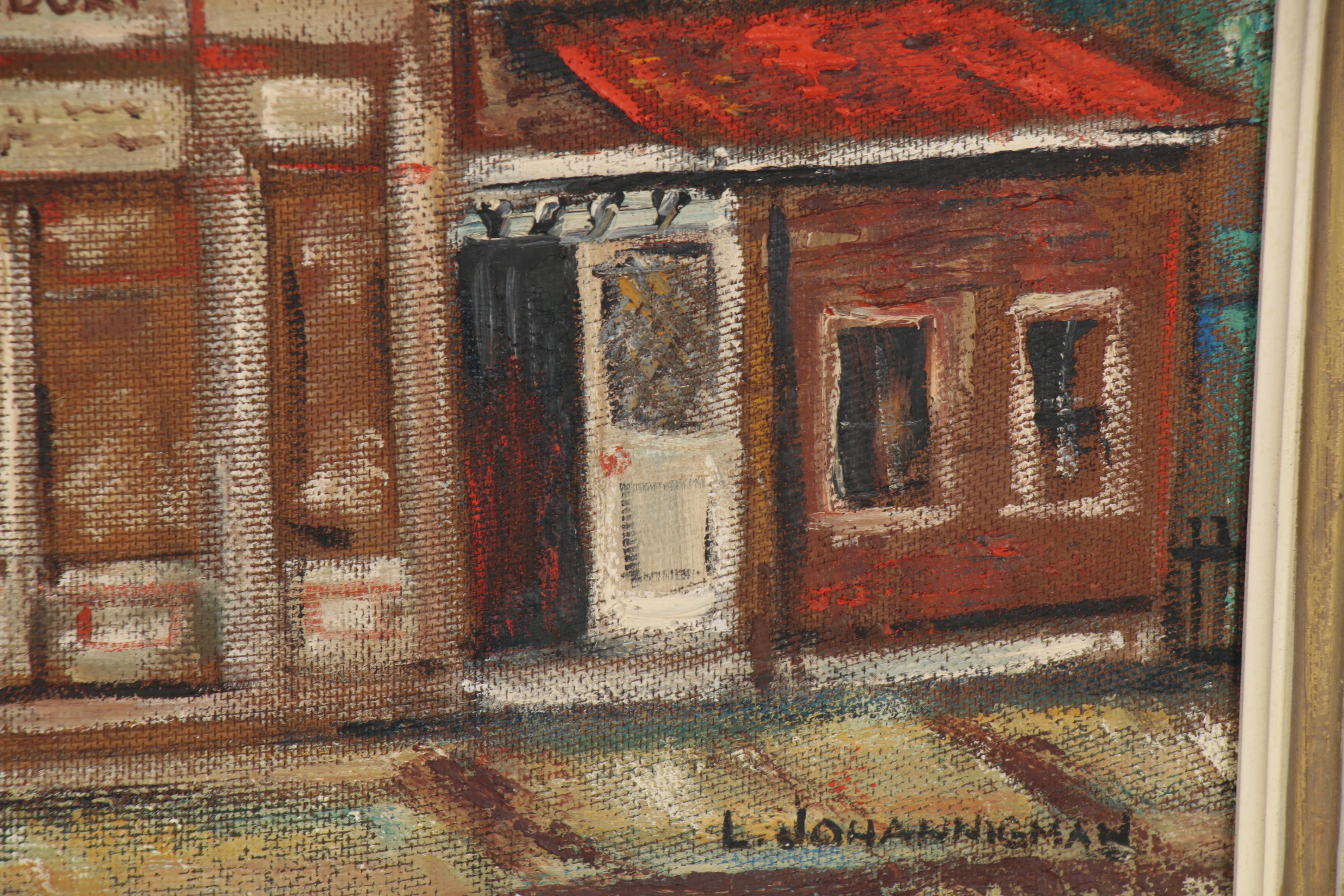 Lois Johannigman Oil Painting of Street View, Mid-20th Century
