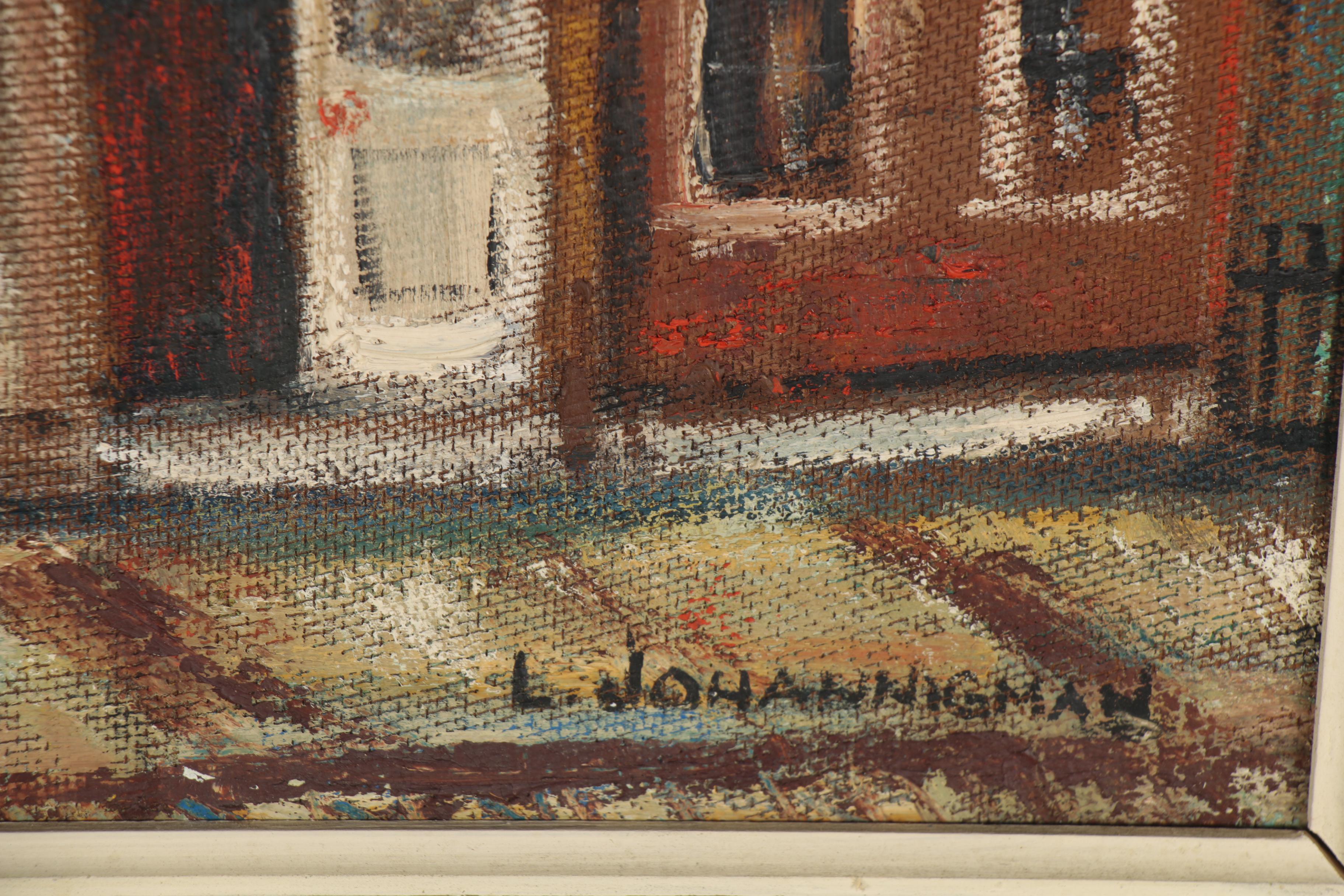 Lois Johannigman Oil Painting of Street View, Mid-20th Century