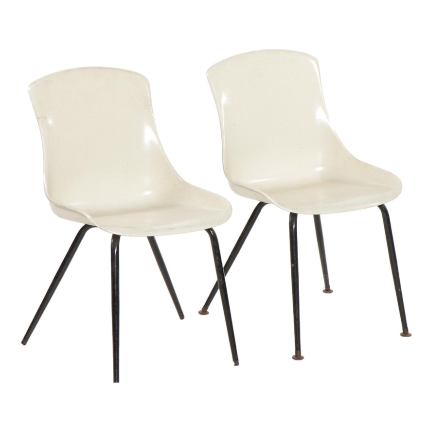 Pair of Mid Century Modern Formed Fiberglass Side Chairs