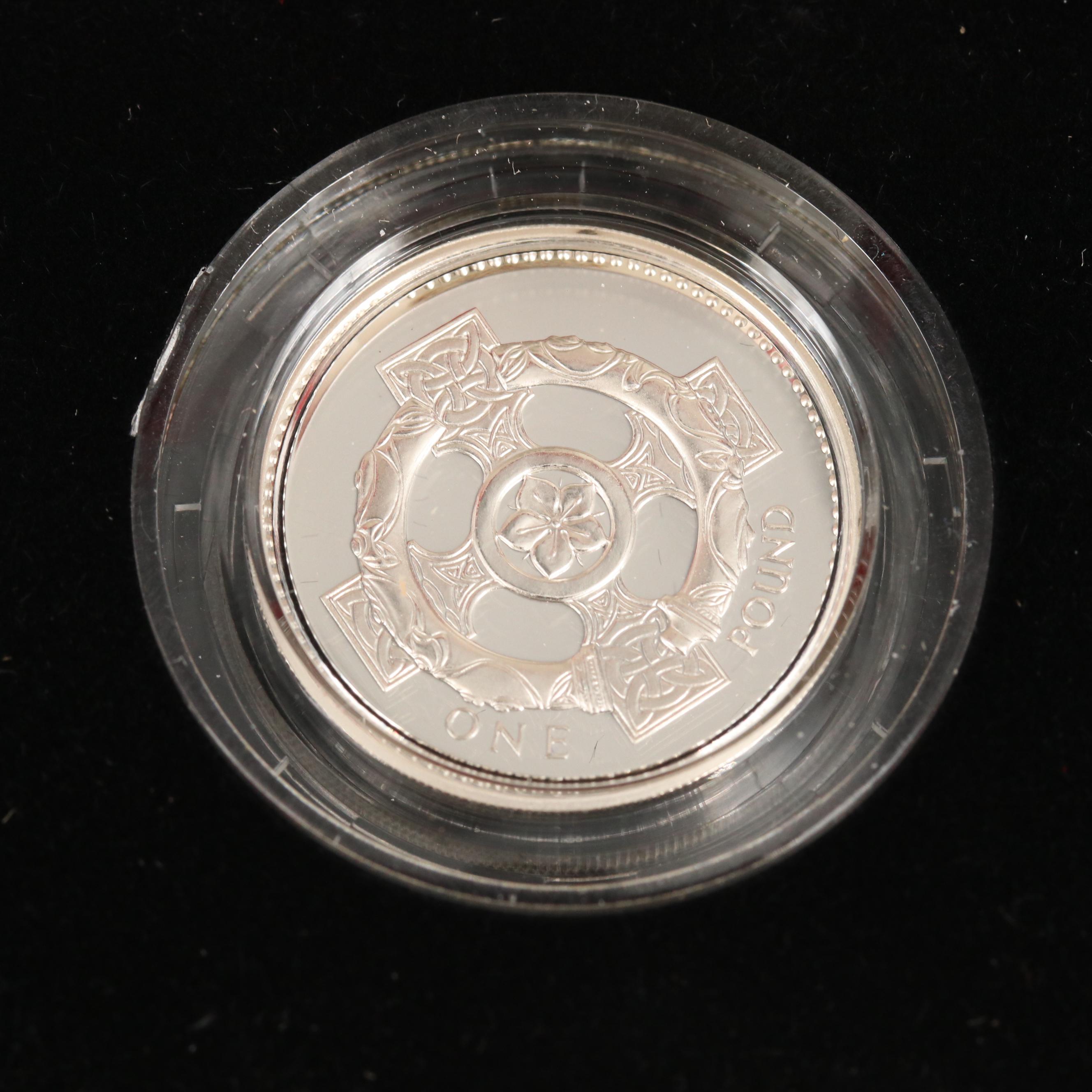 Three British Silver Proof Piedfort 1-Pound Coins