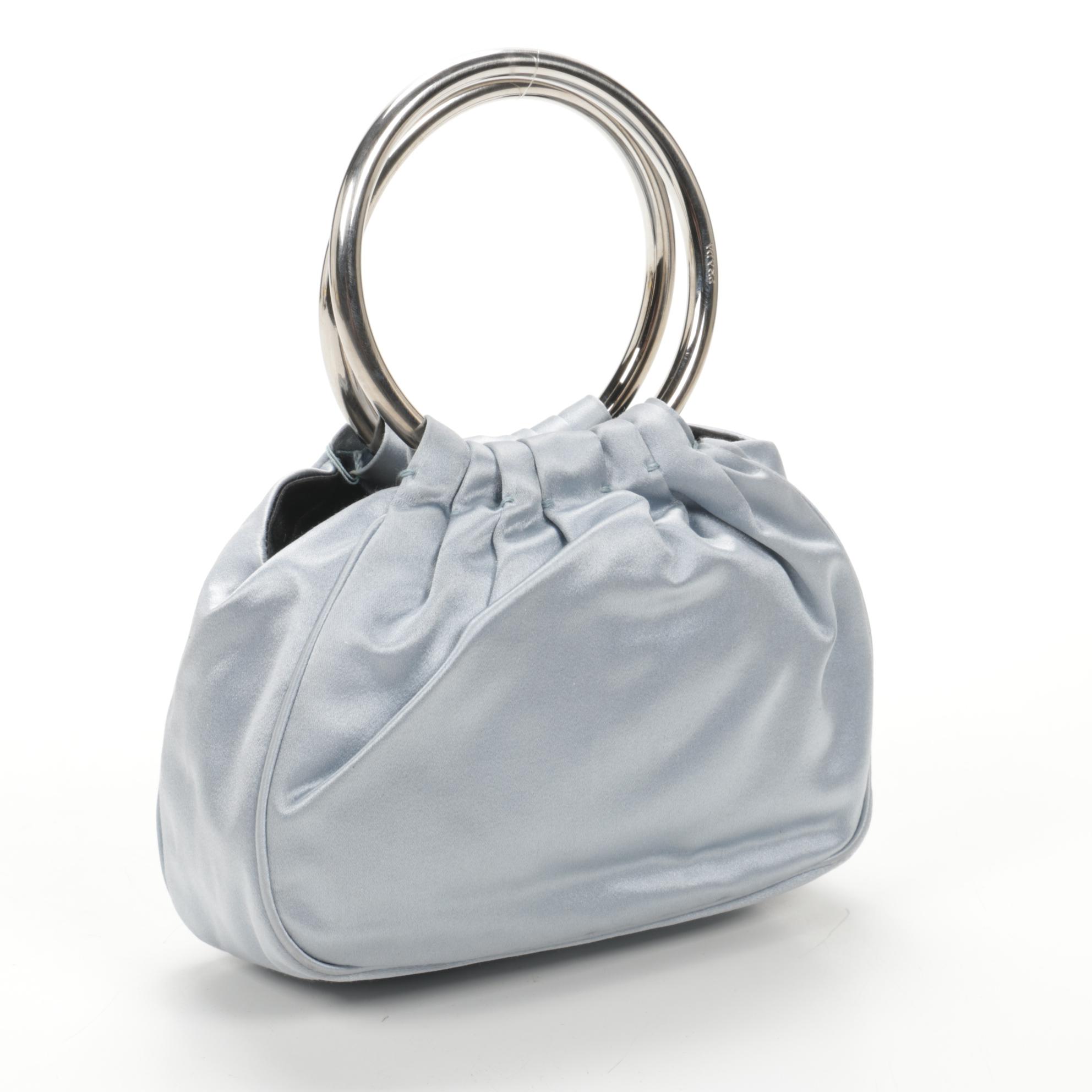 Prada Ring Handle Bag in Pale Blue Satin