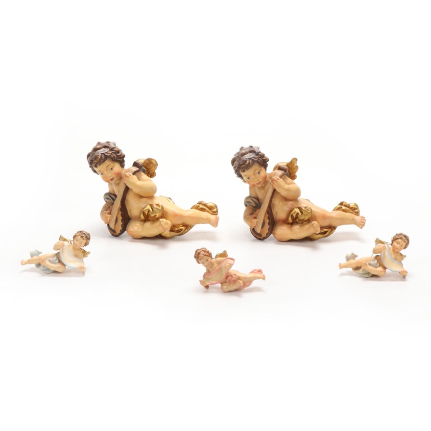 Dolfi and Other Italian Hand-Carved Wooden Cherubs, Mid to Late 20th Century