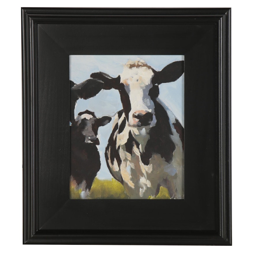 James Coates Oil Painting of Cows, 21st Century