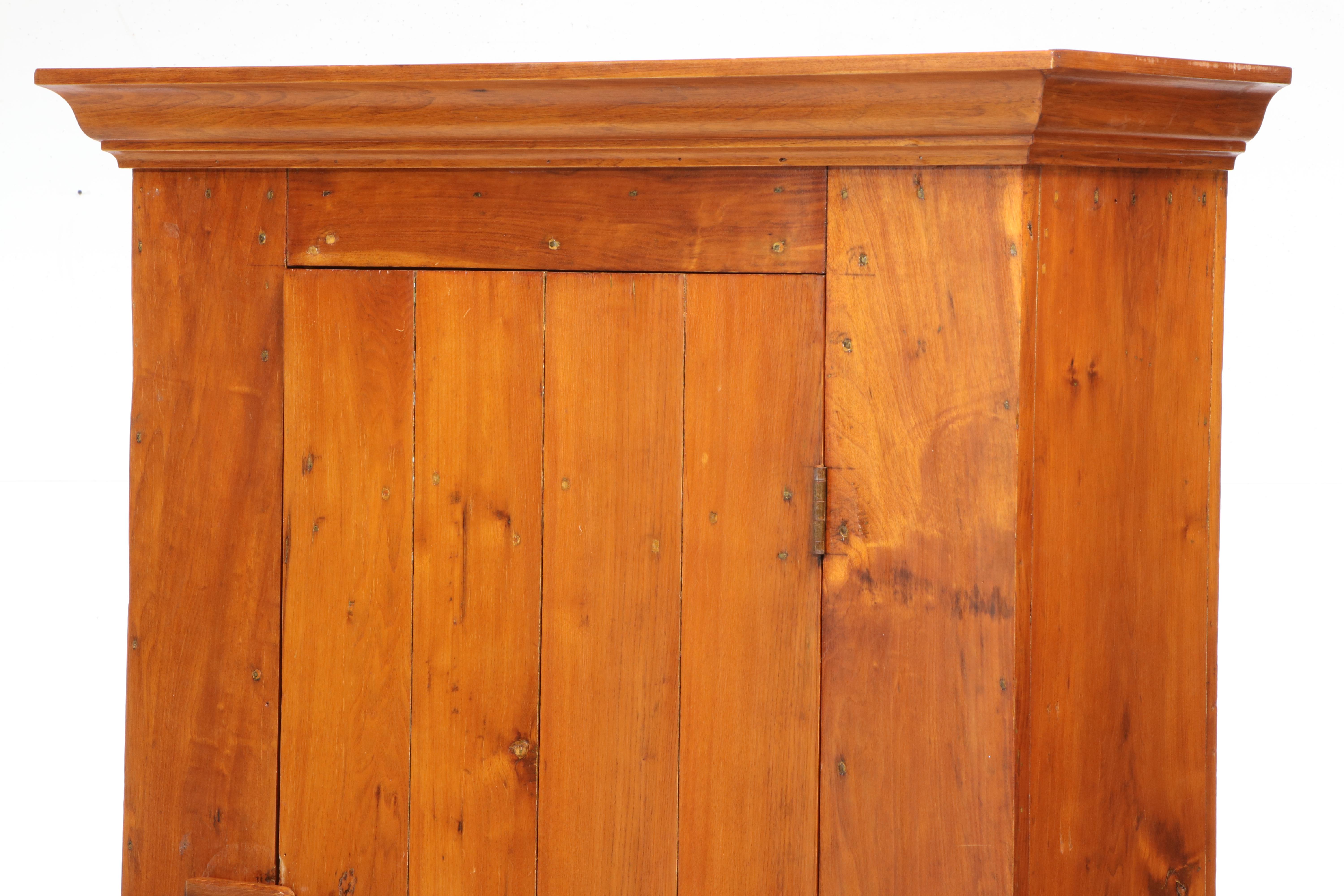 American Primitive Walnut Flat-Wall Cupboard, 19th Century