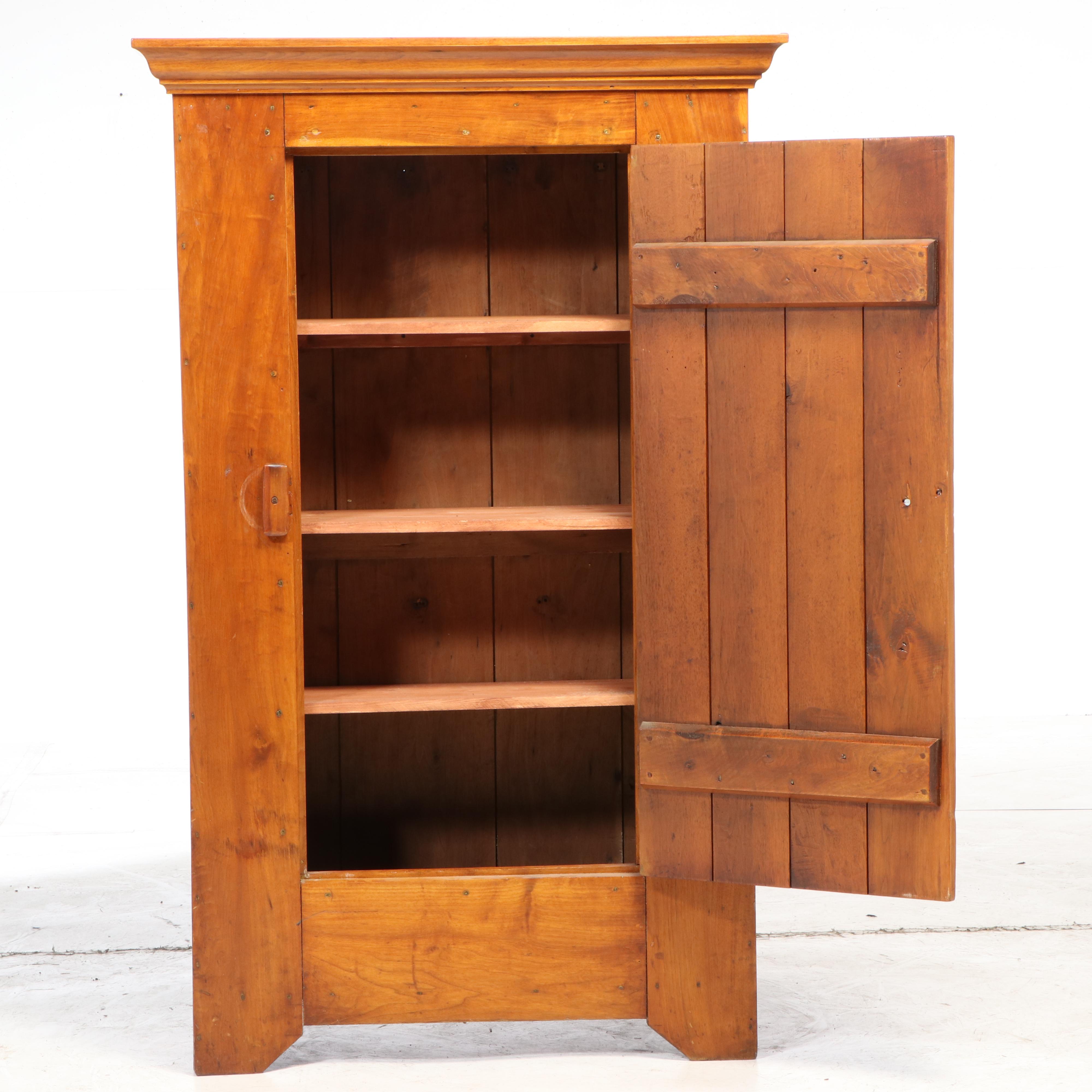 American Primitive Walnut Flat-Wall Cupboard, 19th Century