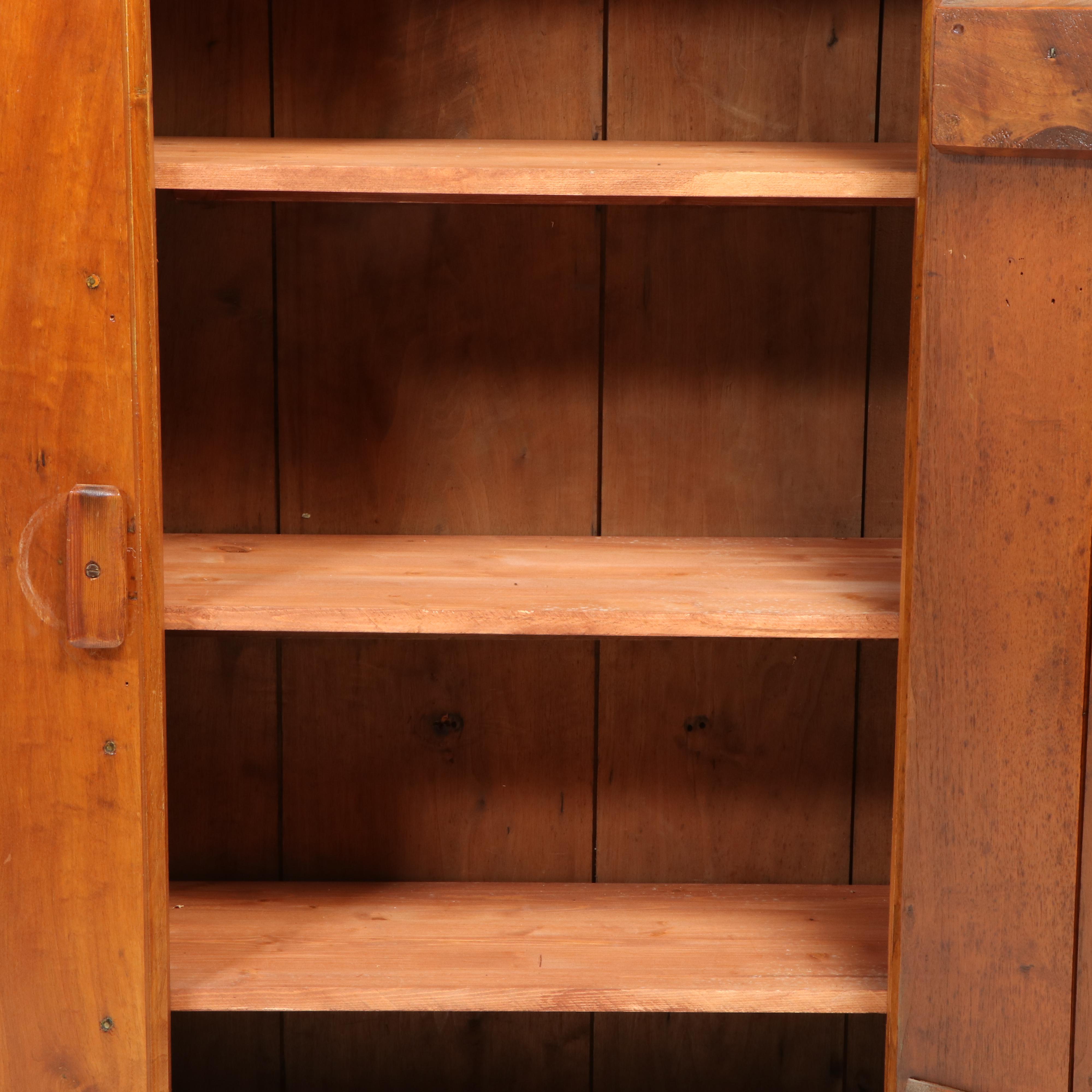 American Primitive Walnut Flat-Wall Cupboard, 19th Century