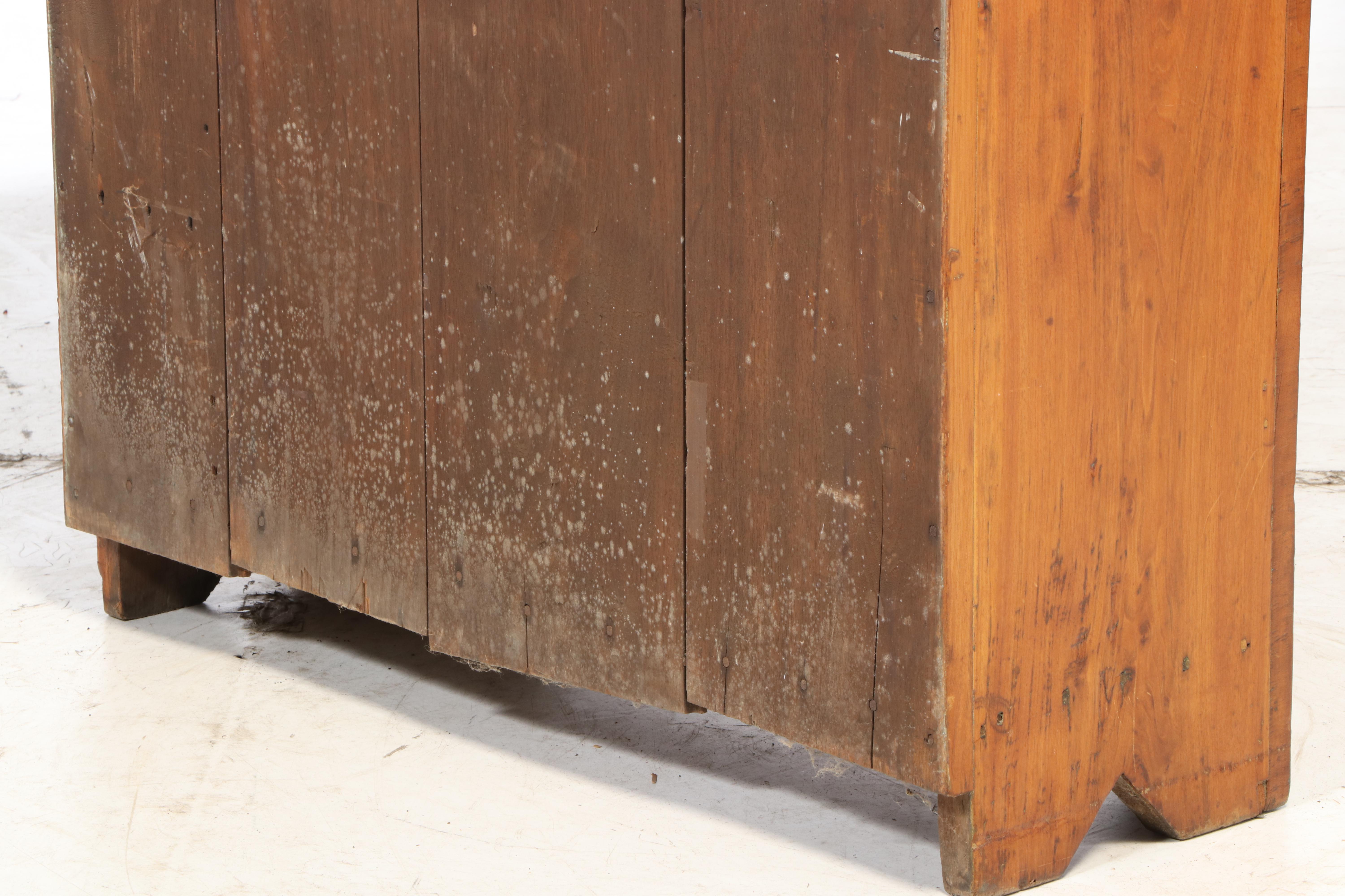 American Primitive Walnut Flat-Wall Cupboard, 19th Century