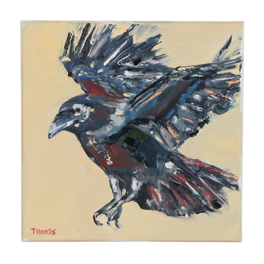 Patricia Nolan-Brown Oil Painting "Blackbird Landing," 2020
