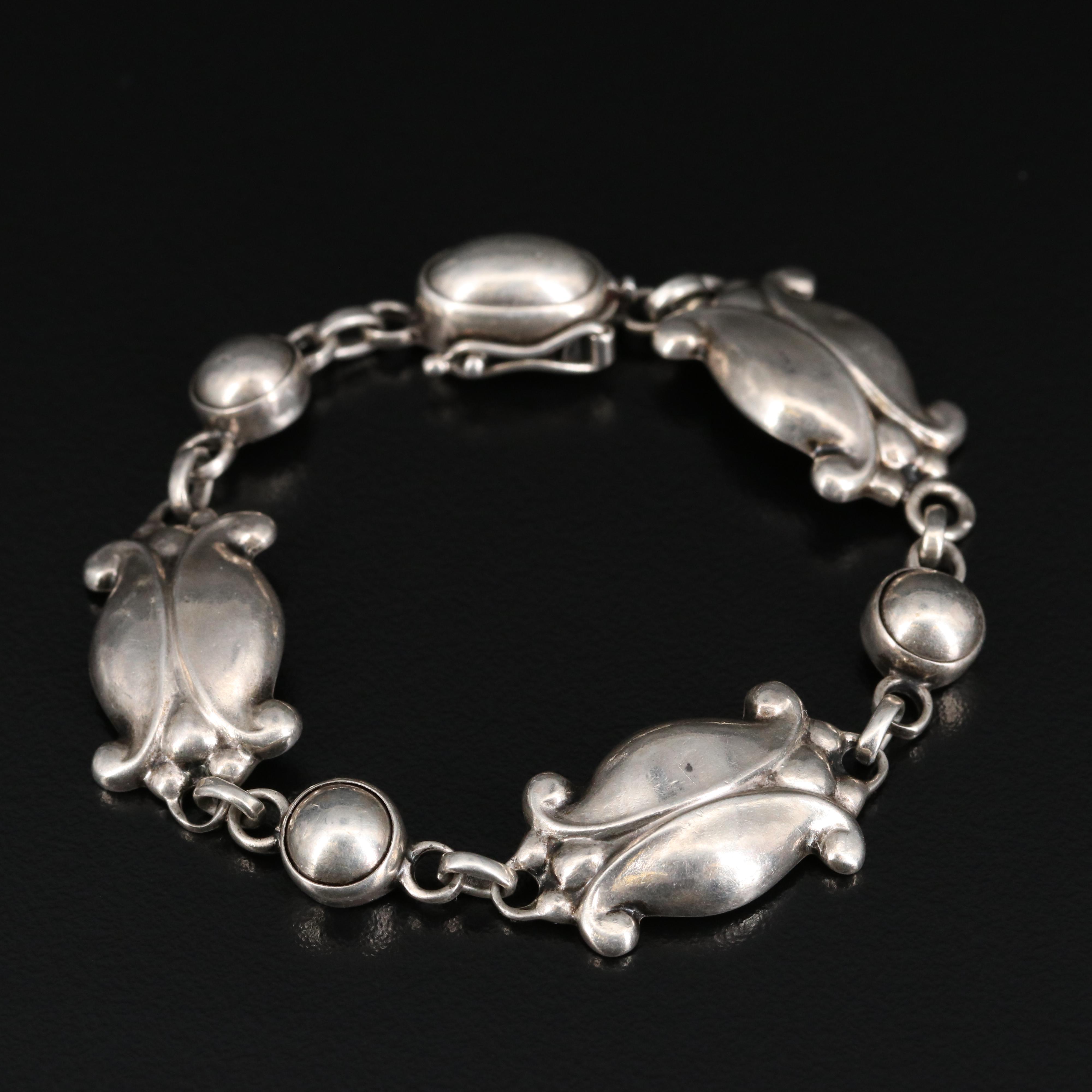 Vintage Sterling Silver Georg Jensen & Wendel "Moonlight Blossom" Bracelet