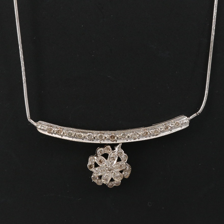 18K Diamond Stationary Pendant Necklace