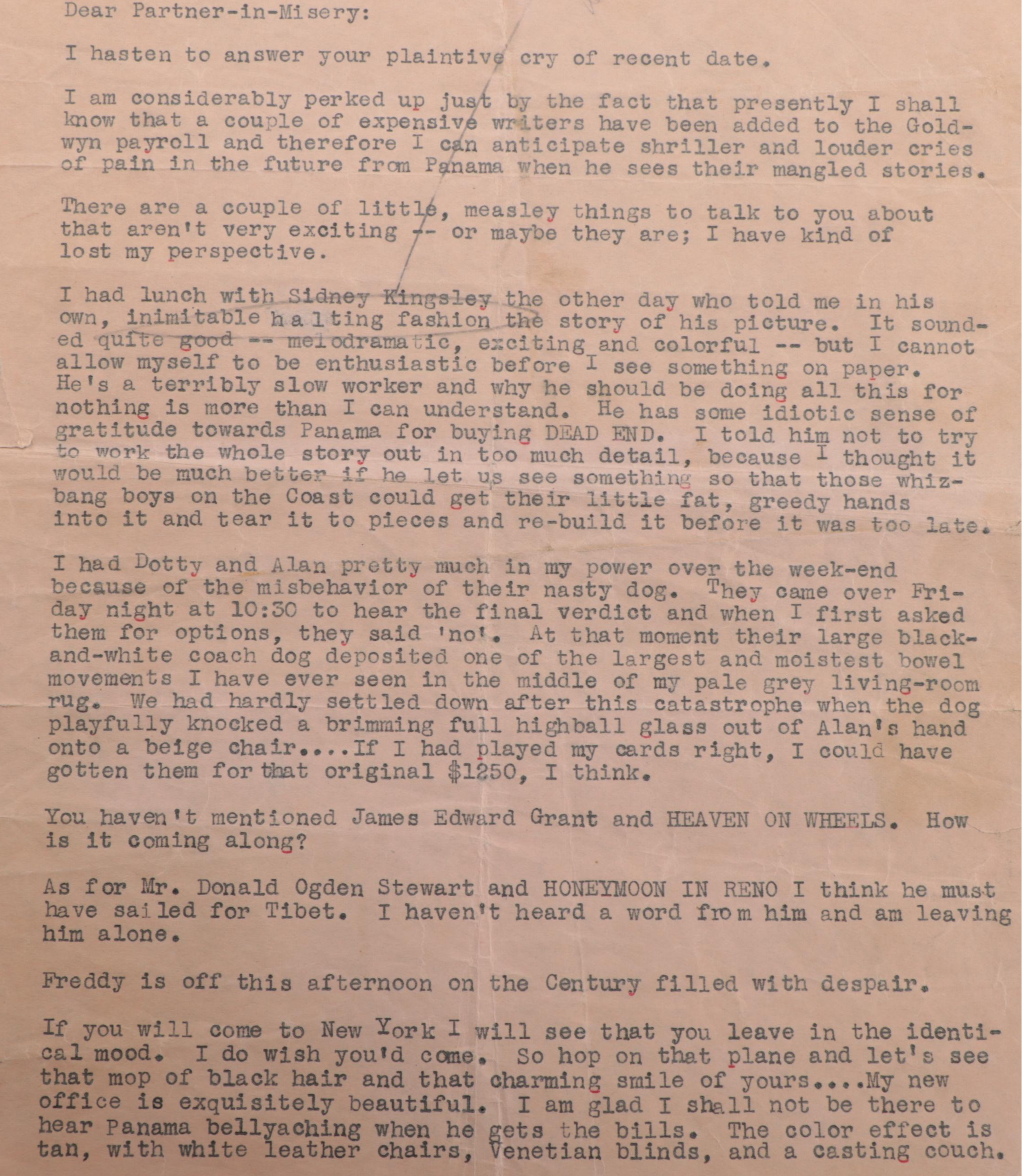 Beatrice Kaufman Letters to Samuel Marx, 1930s
