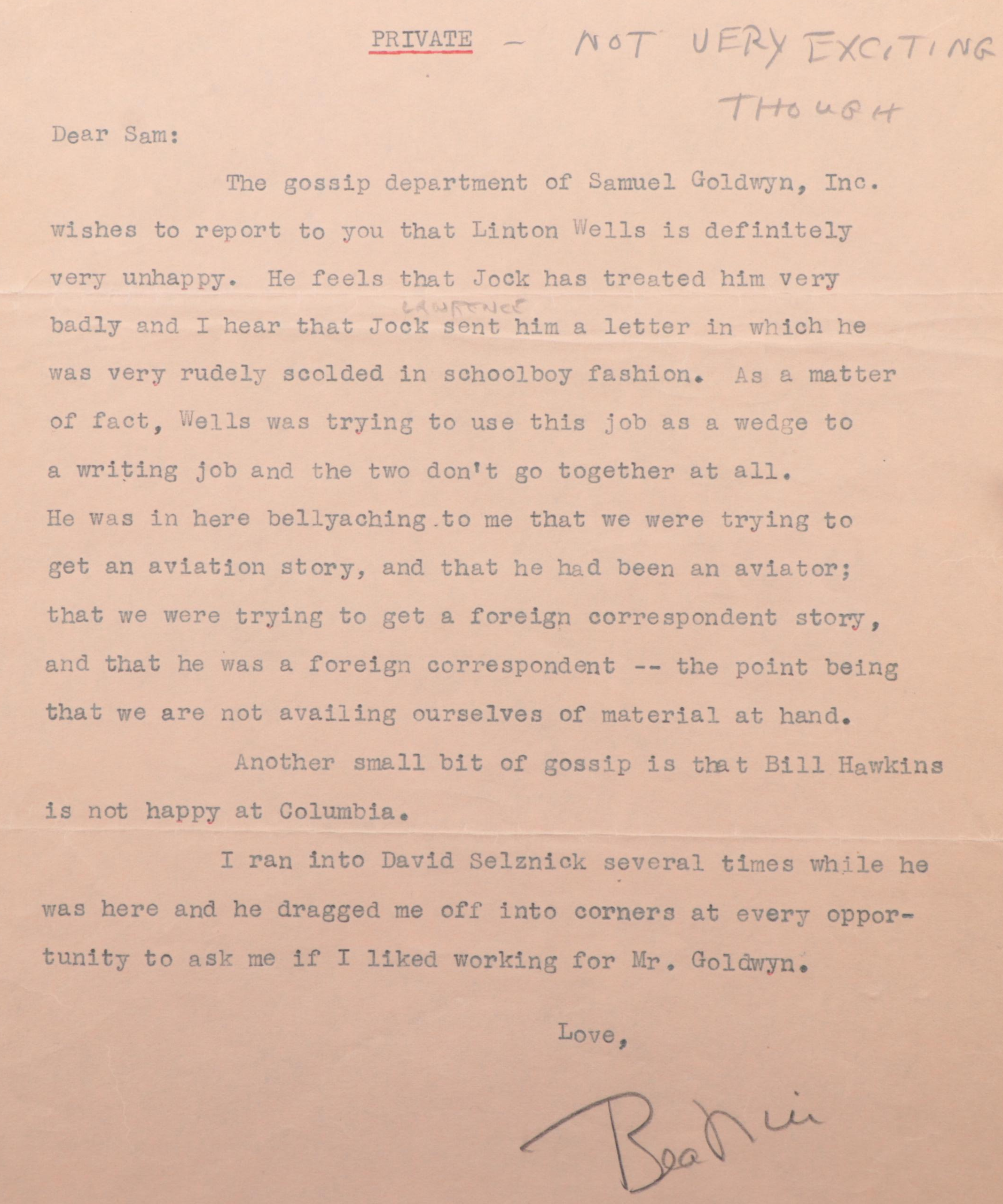 Beatrice Kaufman Letters to Samuel Marx, 1930s