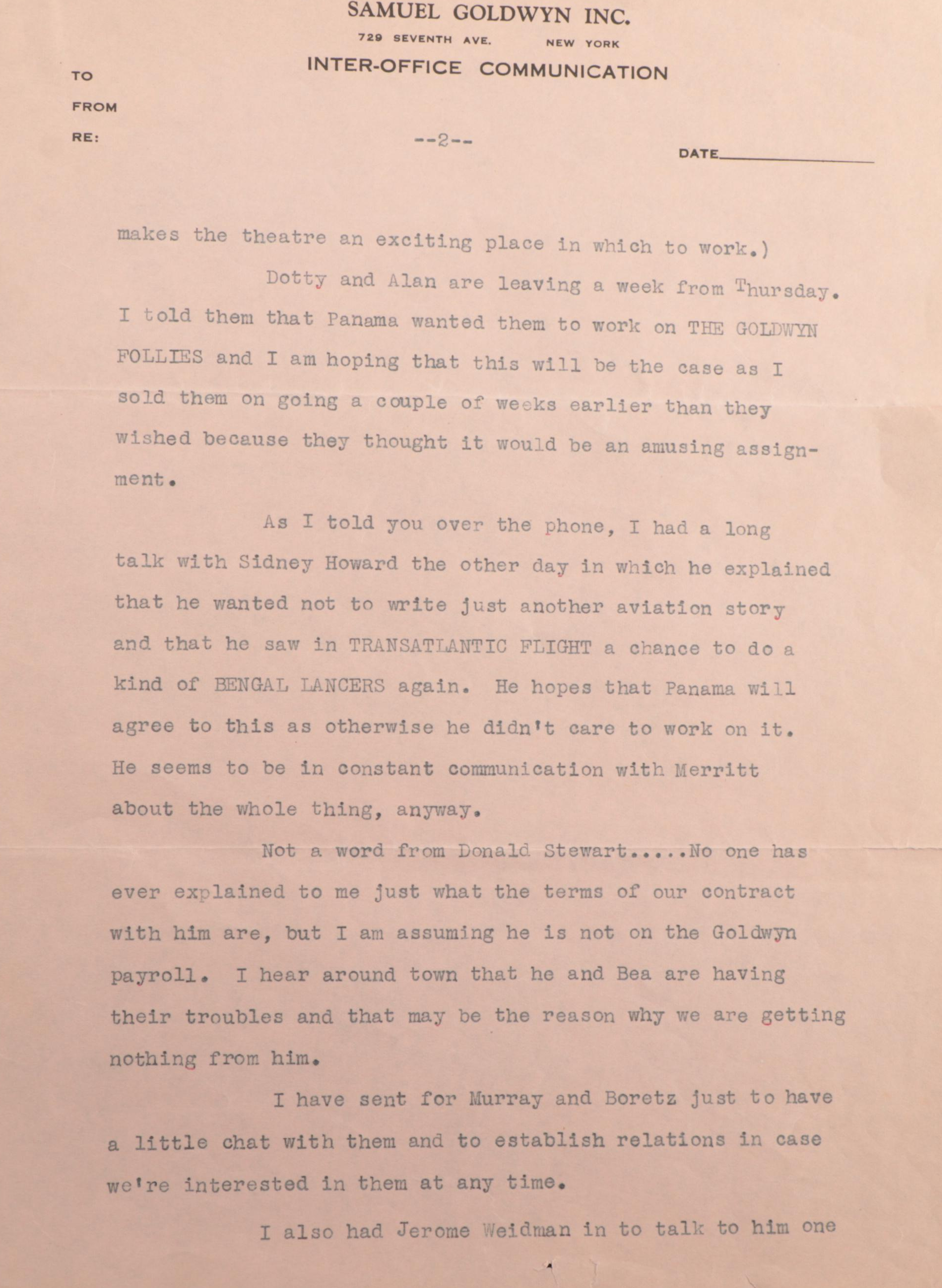 Beatrice Kaufman Letters to Samuel Marx, 1930s