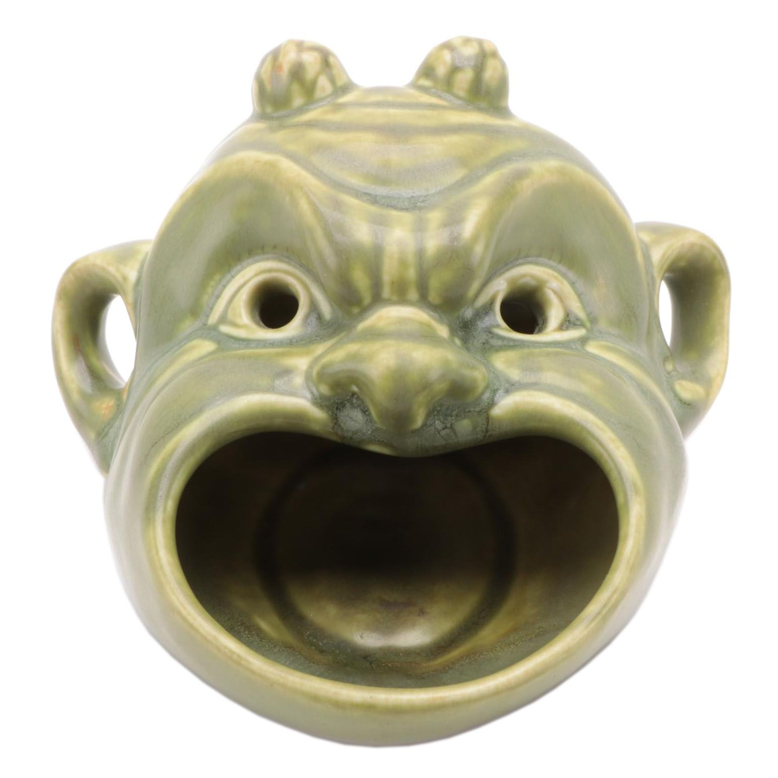 Rookwood Pottery "Devil Mask" Jade Green Glaze Ceramic Ashtray, 1939