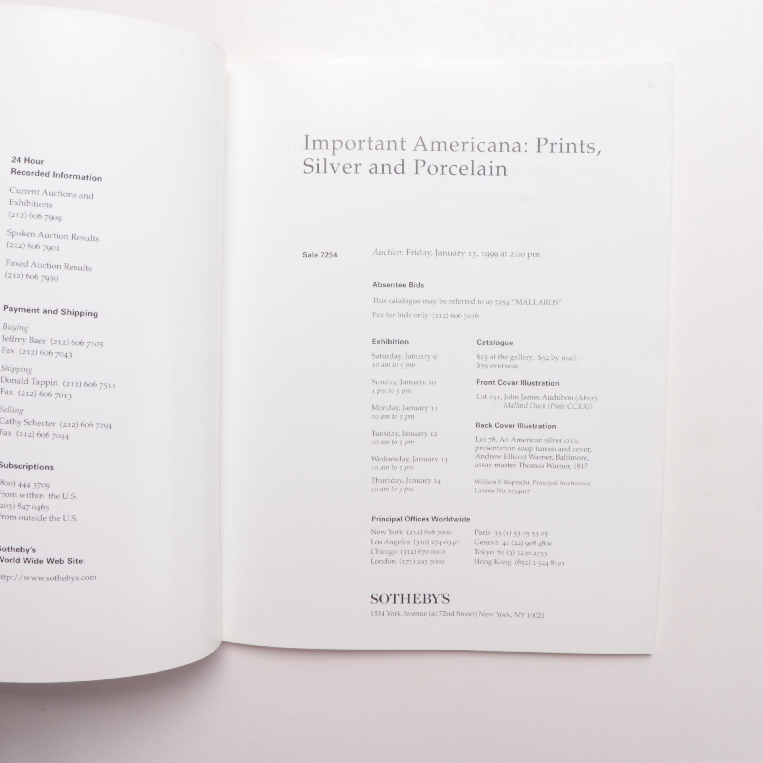 Sotheby's and Christie's Catalogs of Americana, Decorative Art, and More