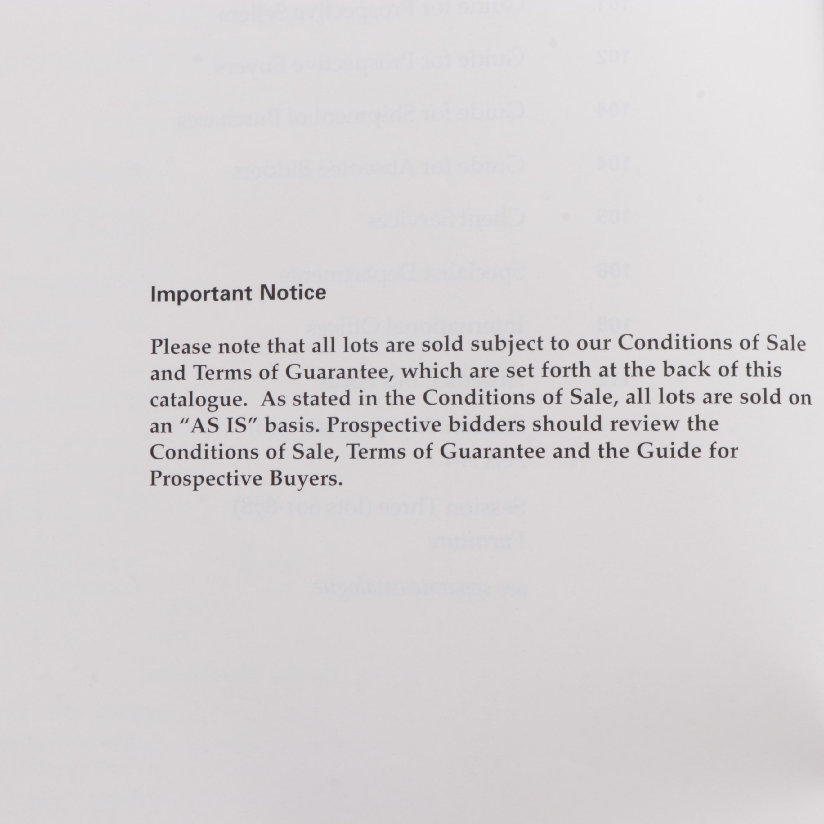 Sotheby's and Christie's Catalogs of Americana, Decorative Art, and More