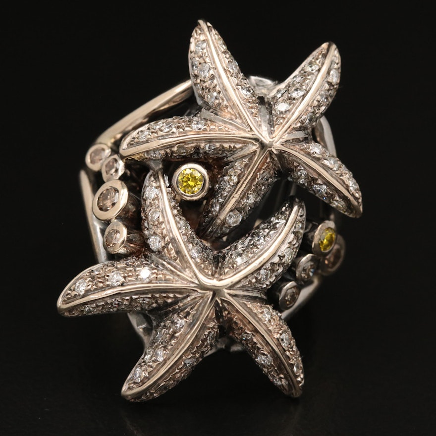 18K 1.10 CTW Diamond Starfish Ring
