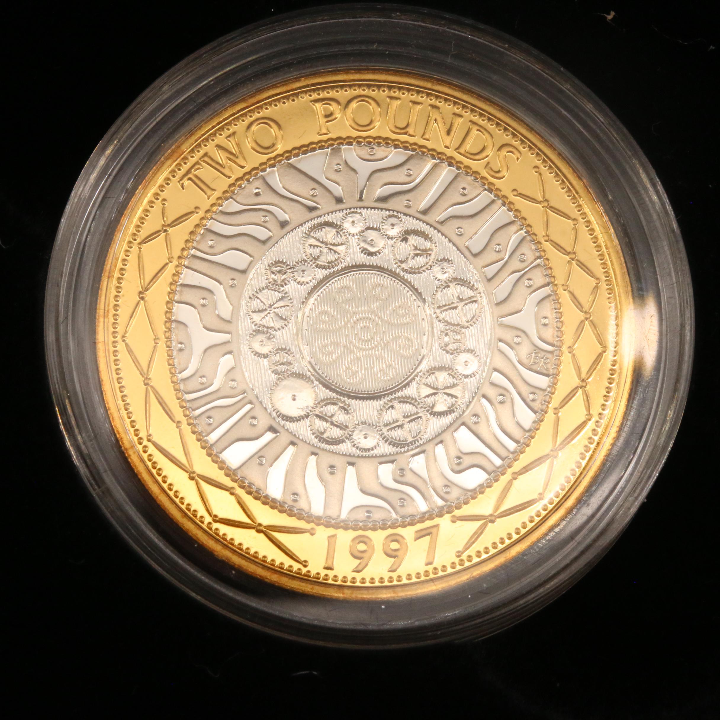 Two British Silver Proof 2-Pound Coins, 1997–1998