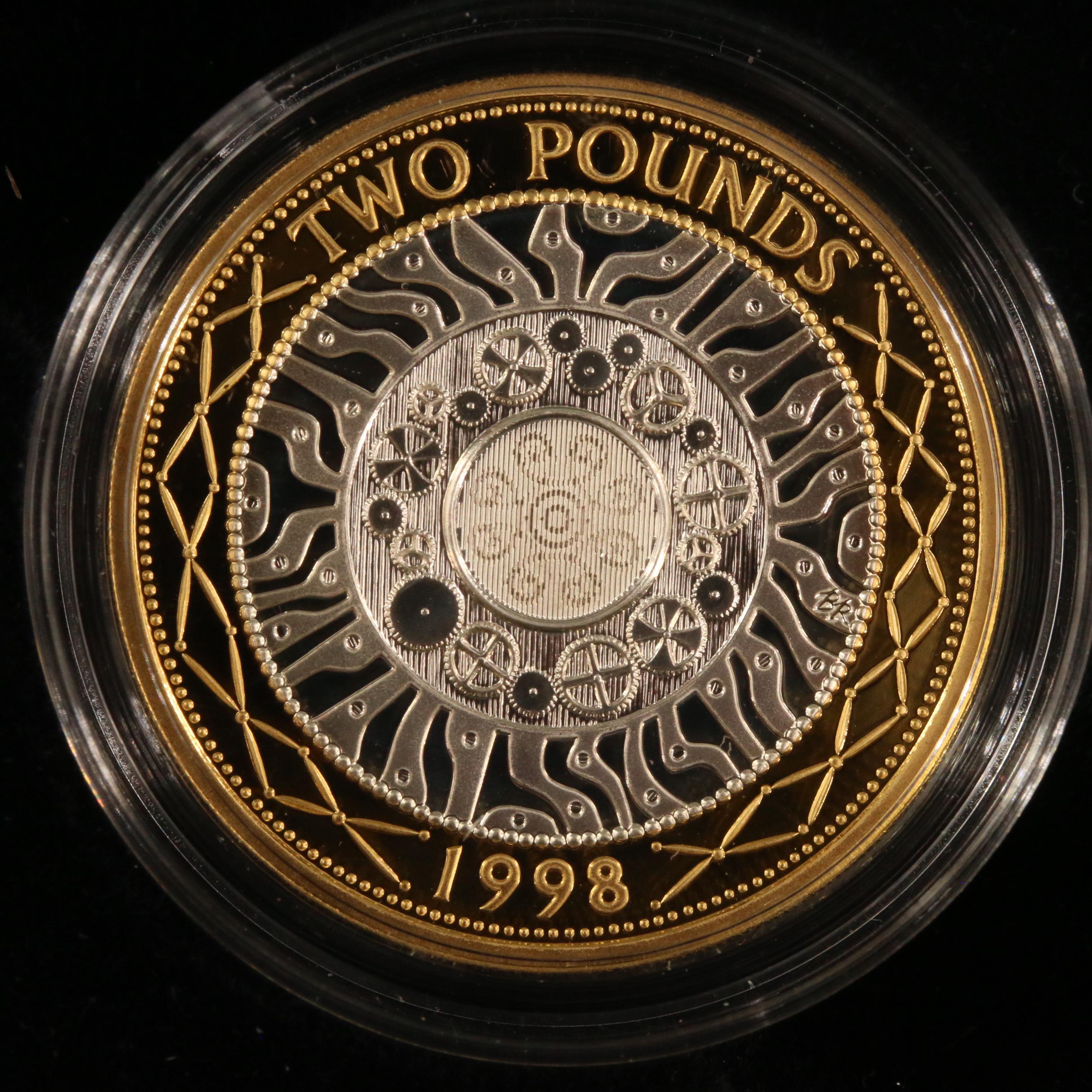 Two British Silver Proof 2-Pound Coins, 1997–1998