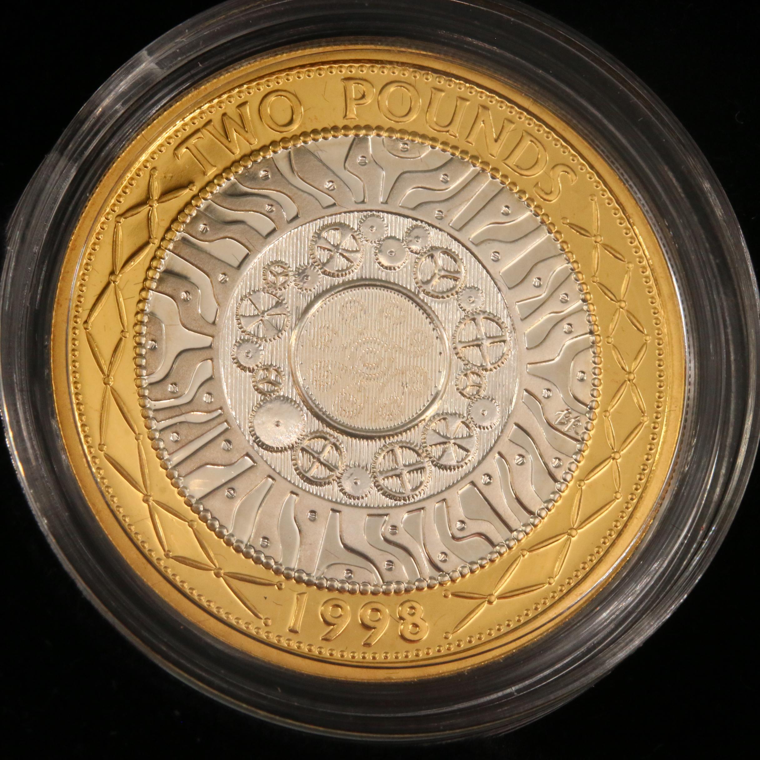 Two British Silver Proof 2-Pound Coins, 1997–1998