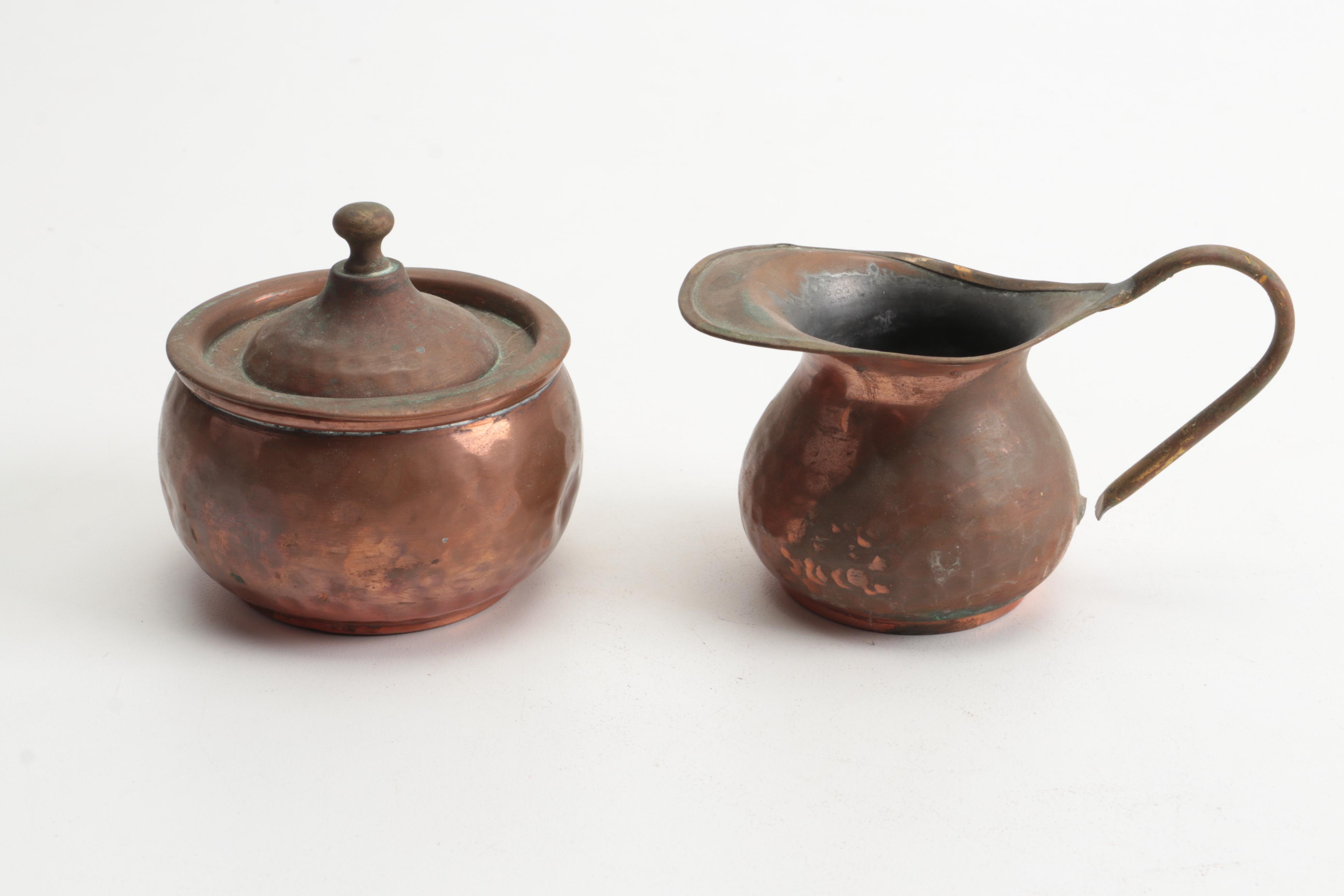 Hammered Copper Turkish Coffee Set with Tray