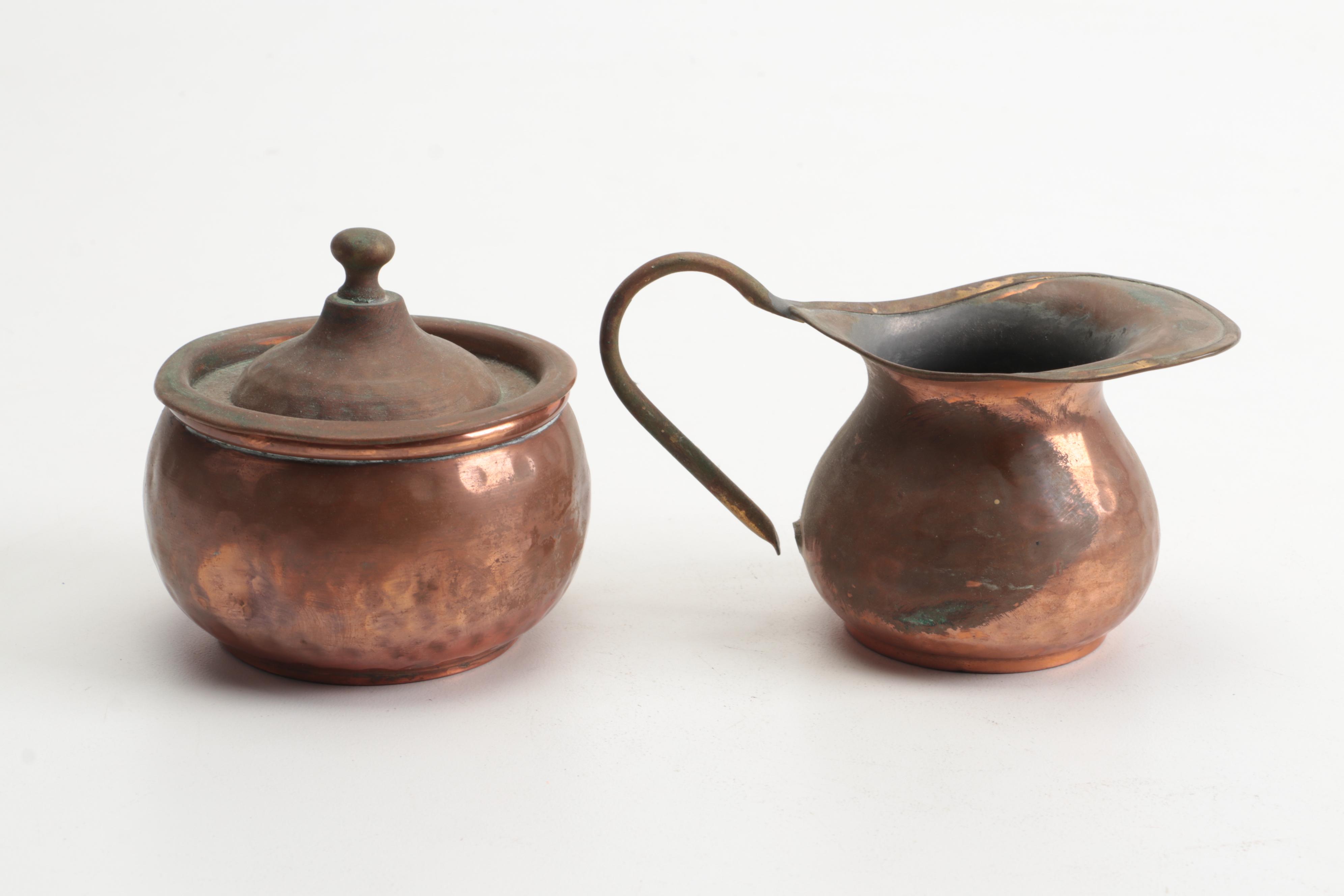 Hammered Copper Turkish Coffee Set with Tray