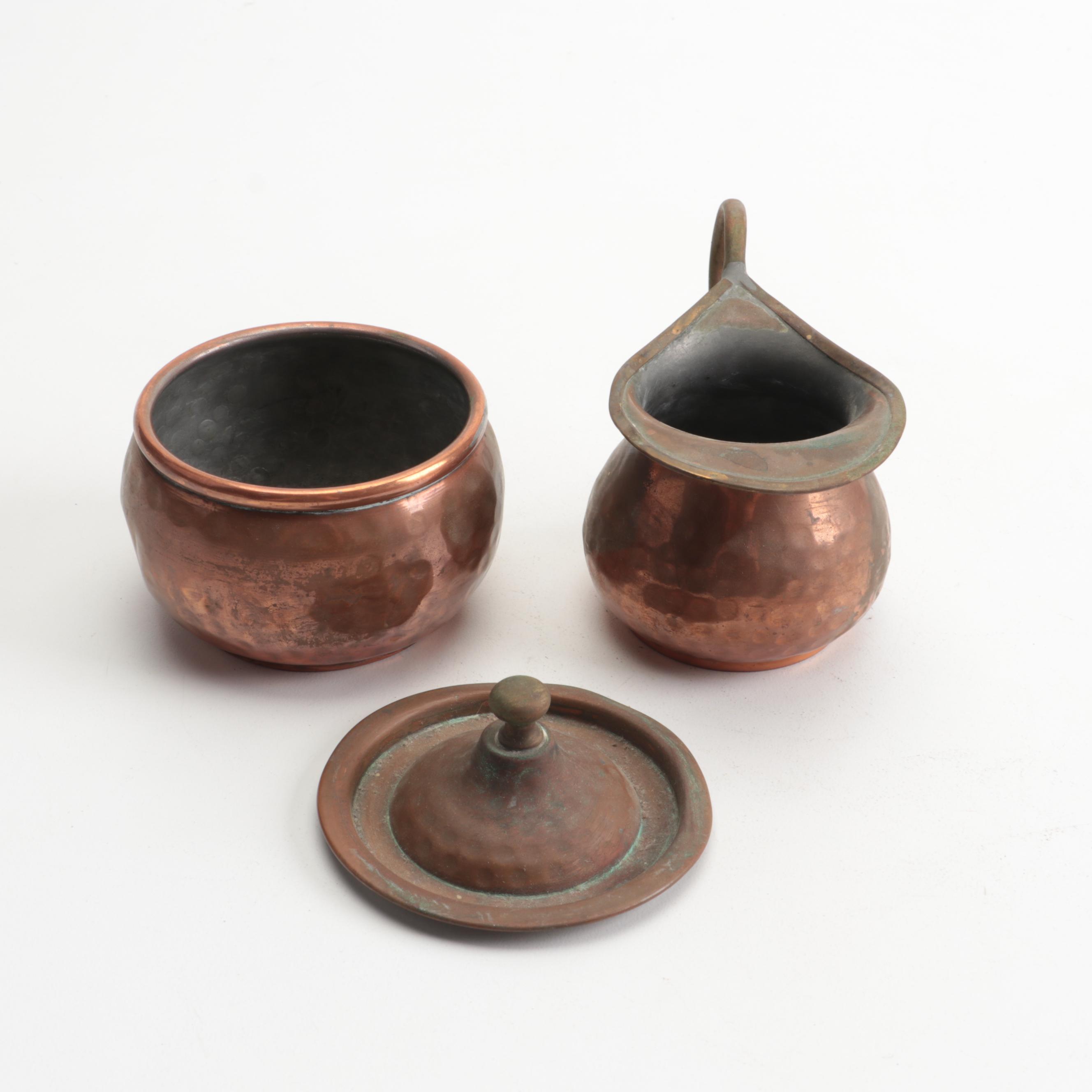 Hammered Copper Turkish Coffee Set with Tray