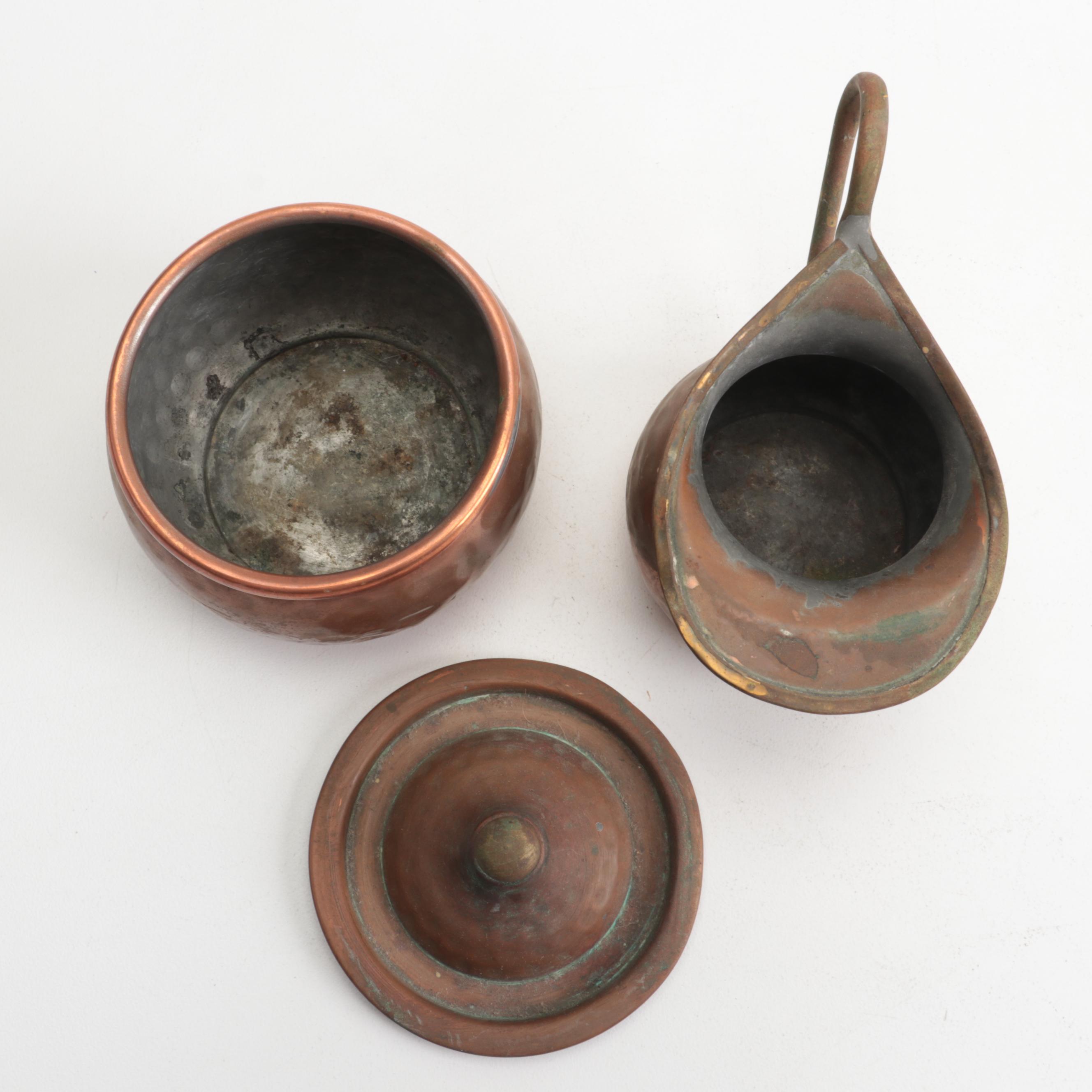 Hammered Copper Turkish Coffee Set with Tray