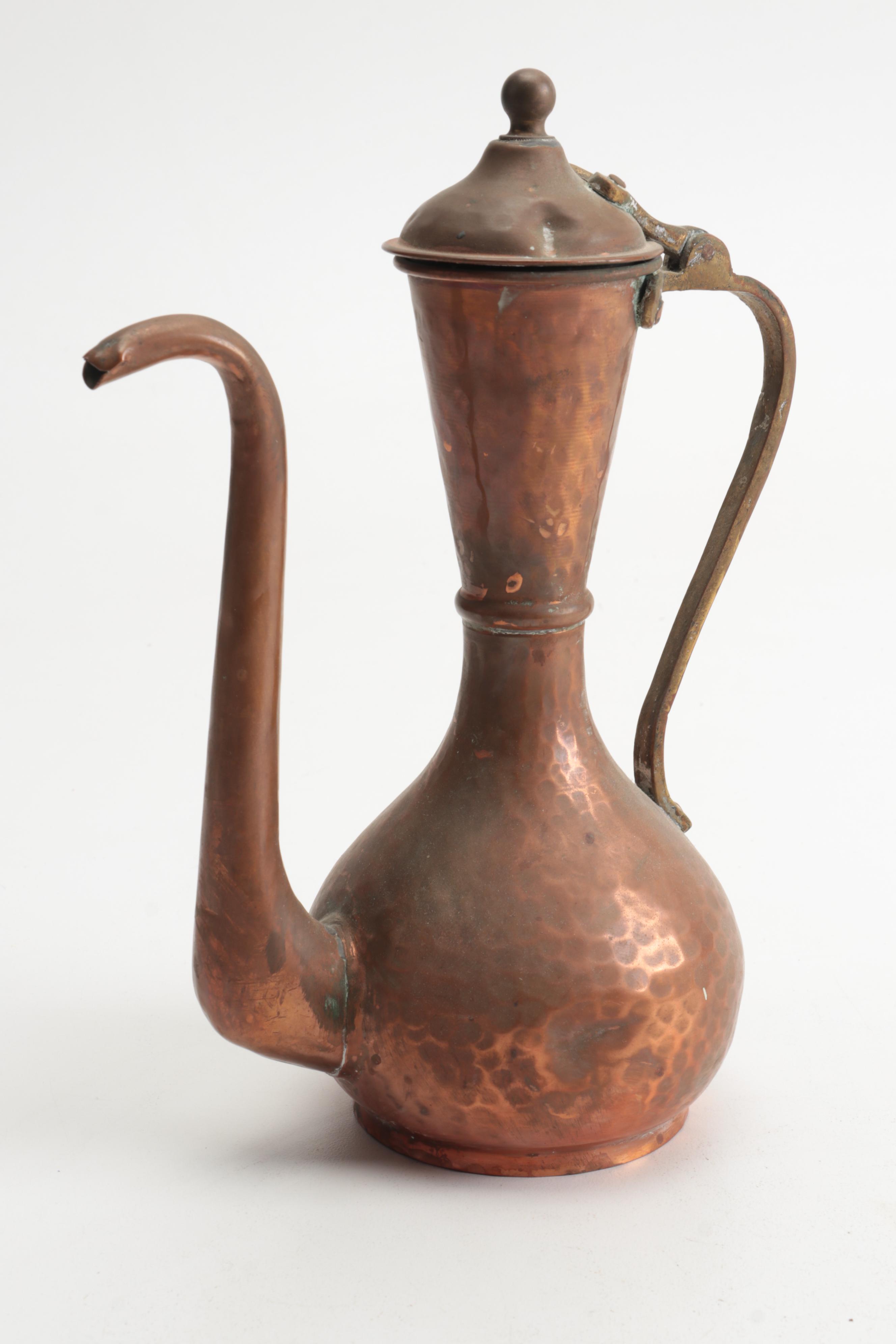 Hammered Copper Turkish Coffee Set with Tray