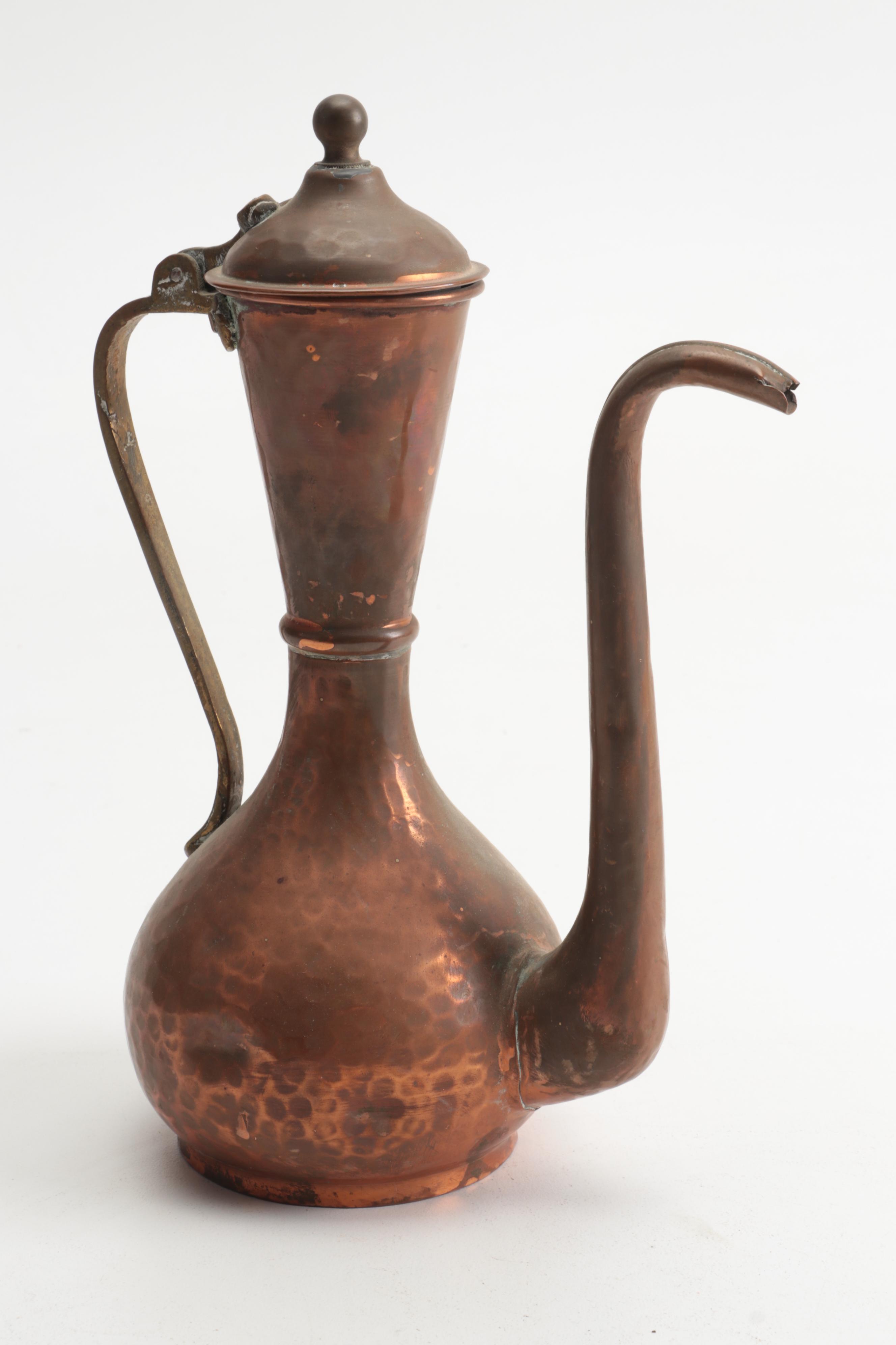 Hammered Copper Turkish Coffee Set with Tray