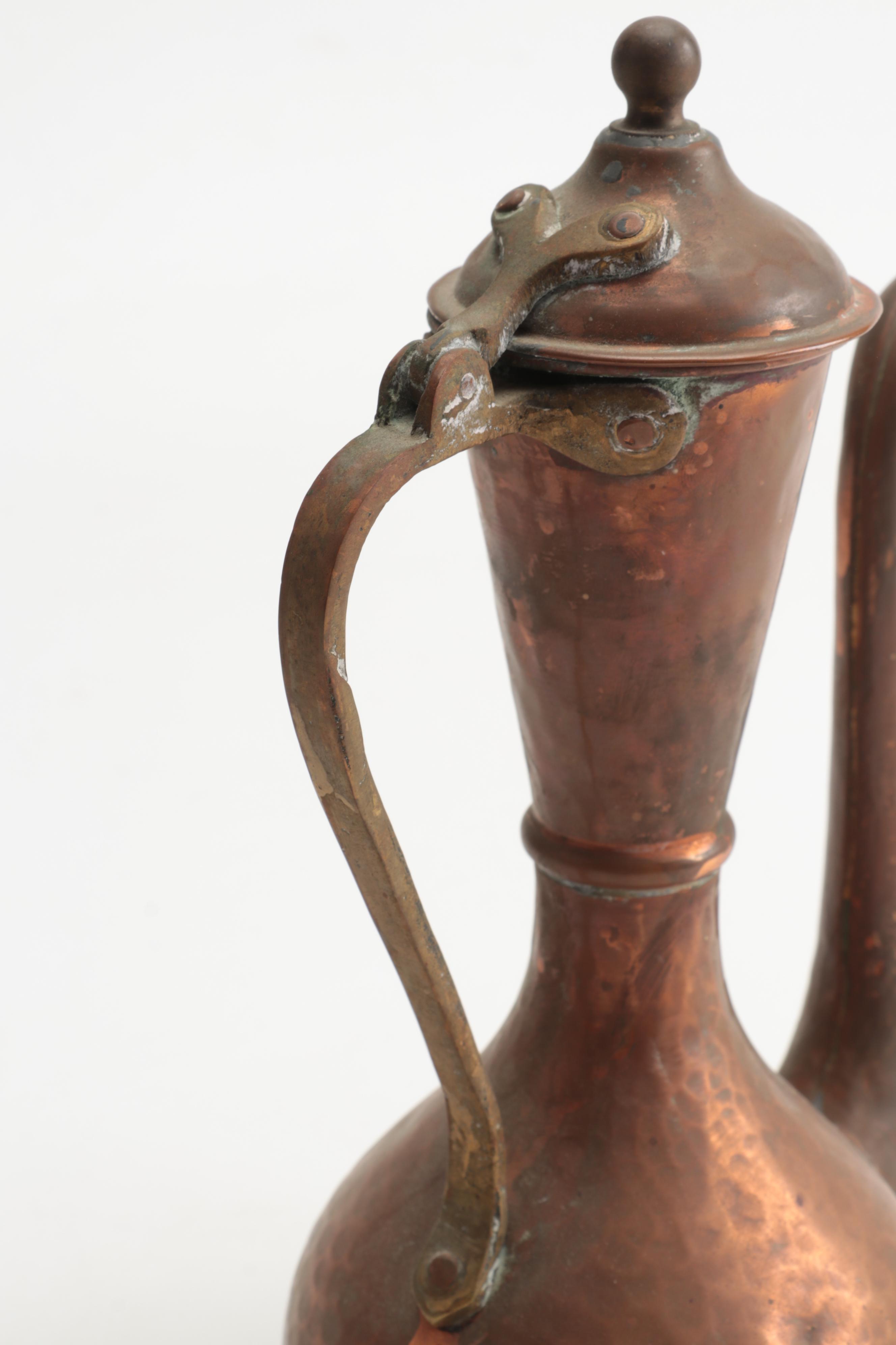 Hammered Copper Turkish Coffee Set with Tray