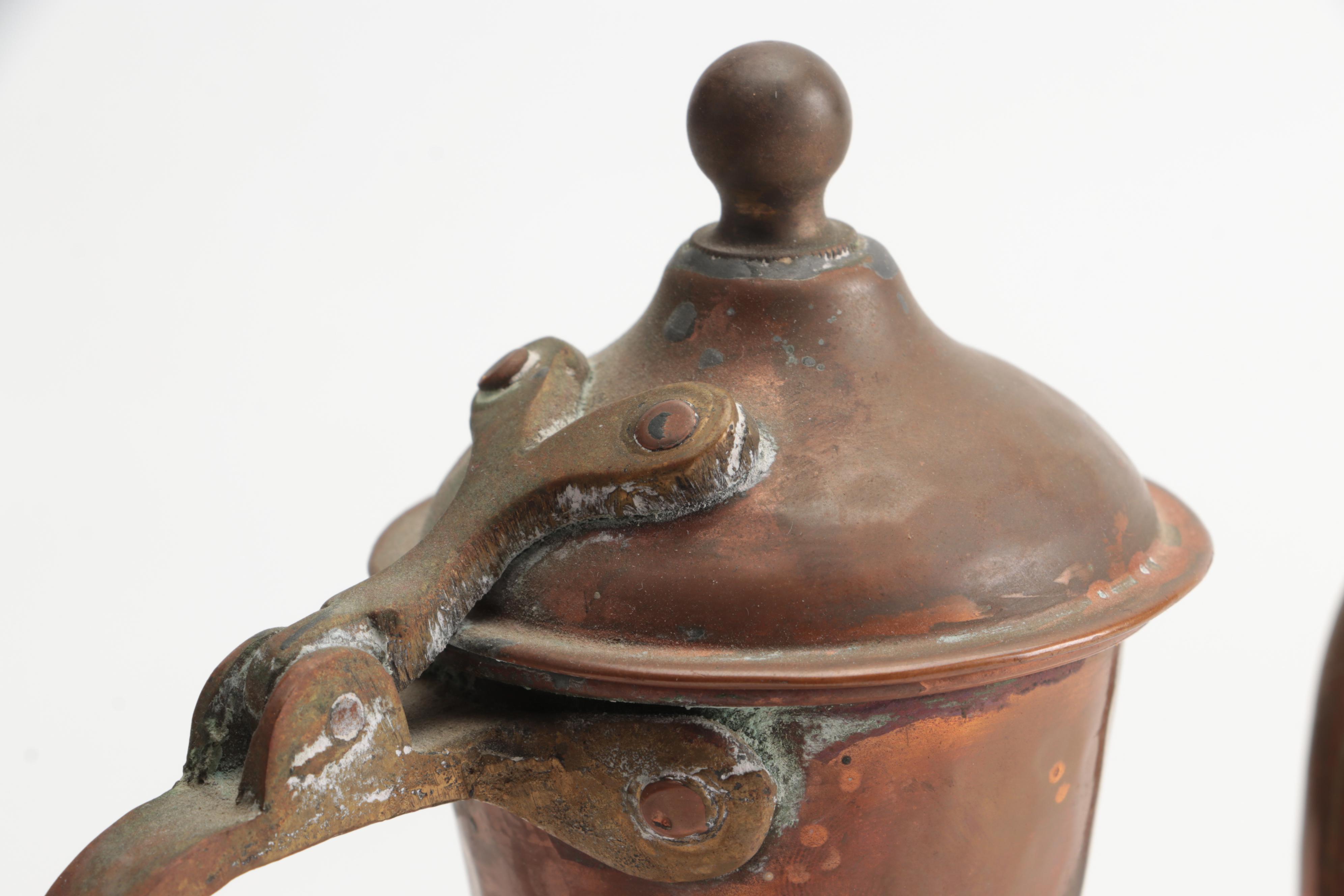 Hammered Copper Turkish Coffee Set with Tray