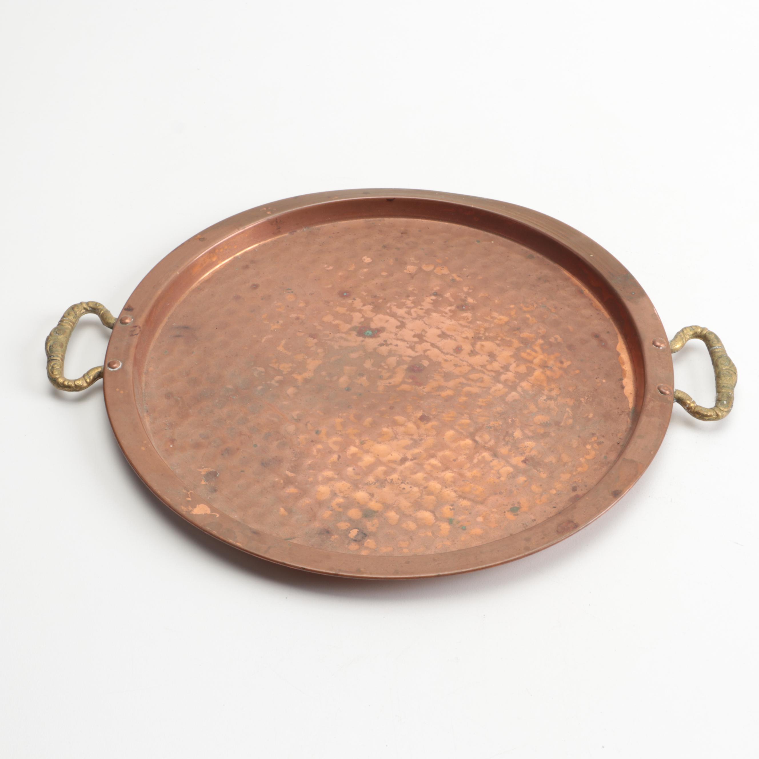 Hammered Copper Turkish Coffee Set with Tray