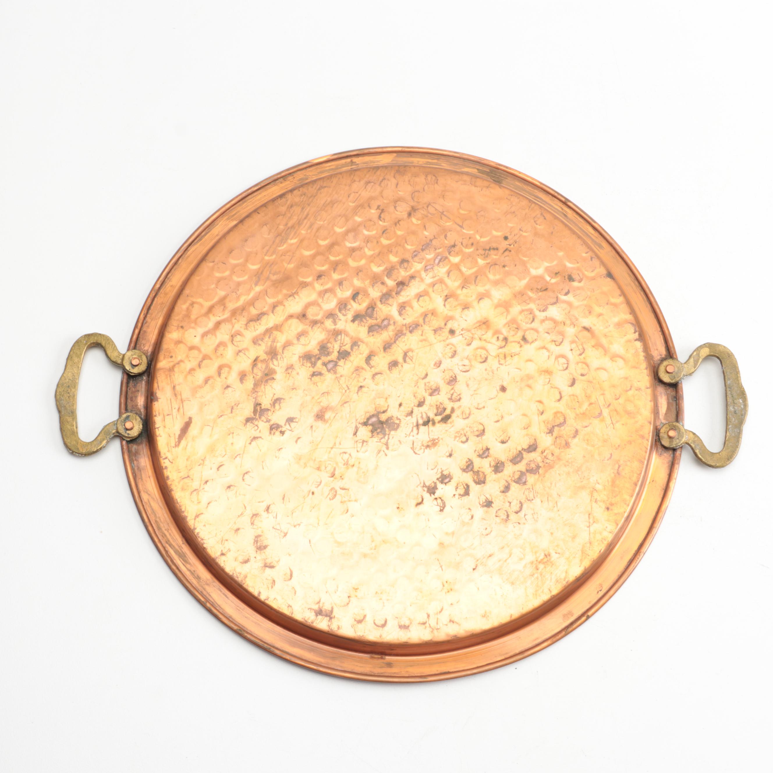 Hammered Copper Turkish Coffee Set with Tray