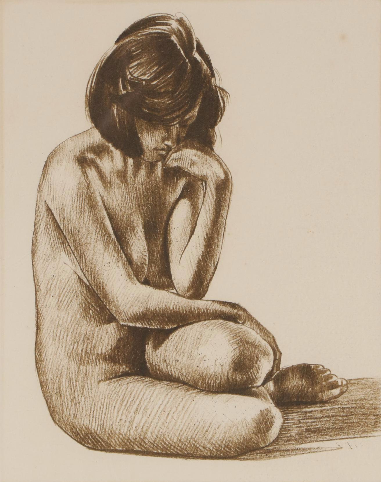 Roger Hebbelinck Lithograph of Female Nude