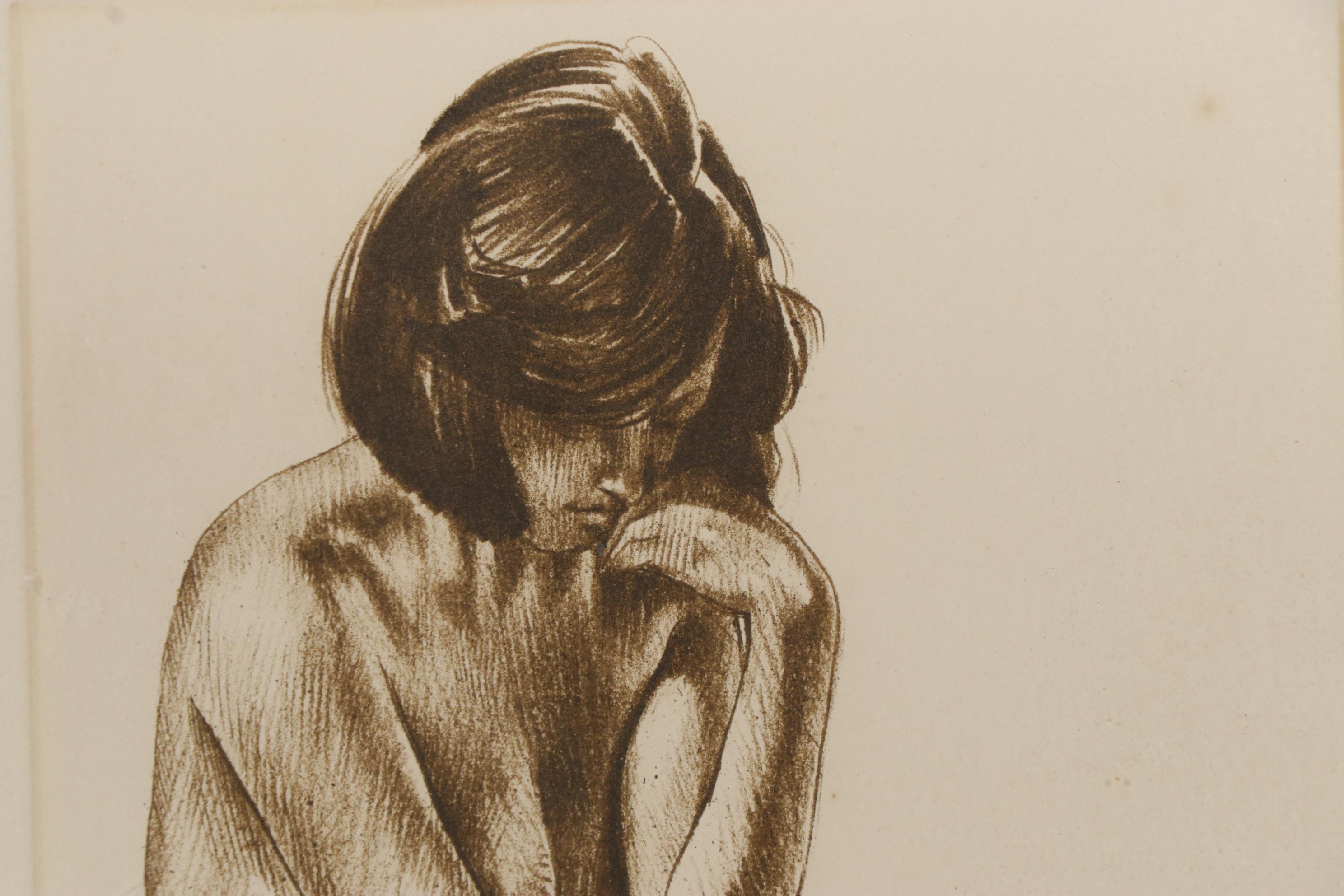 Roger Hebbelinck Lithograph of Female Nude