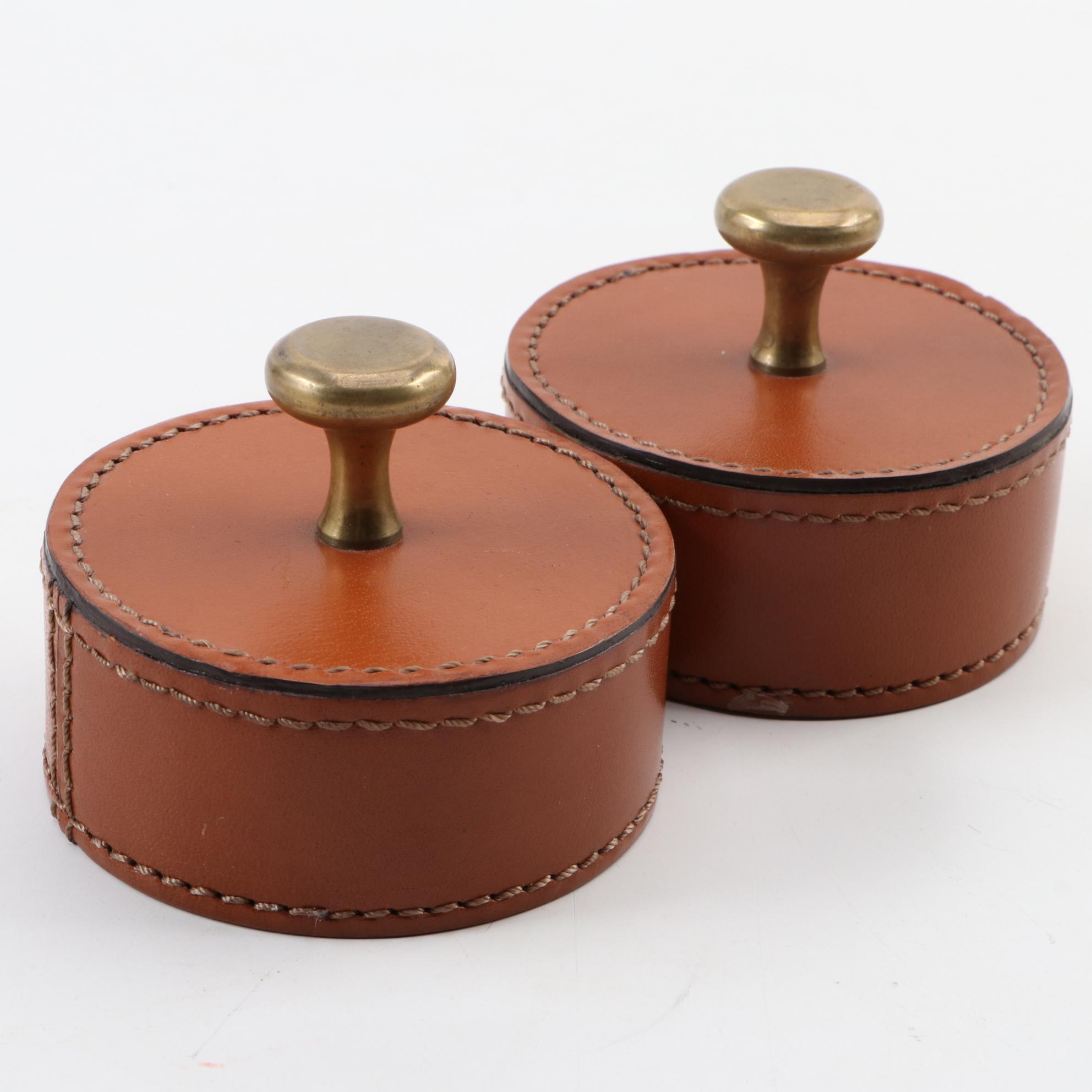 Ralph Lauren Leather and Brass Paperweights with "Highland Polo" Desk Tray