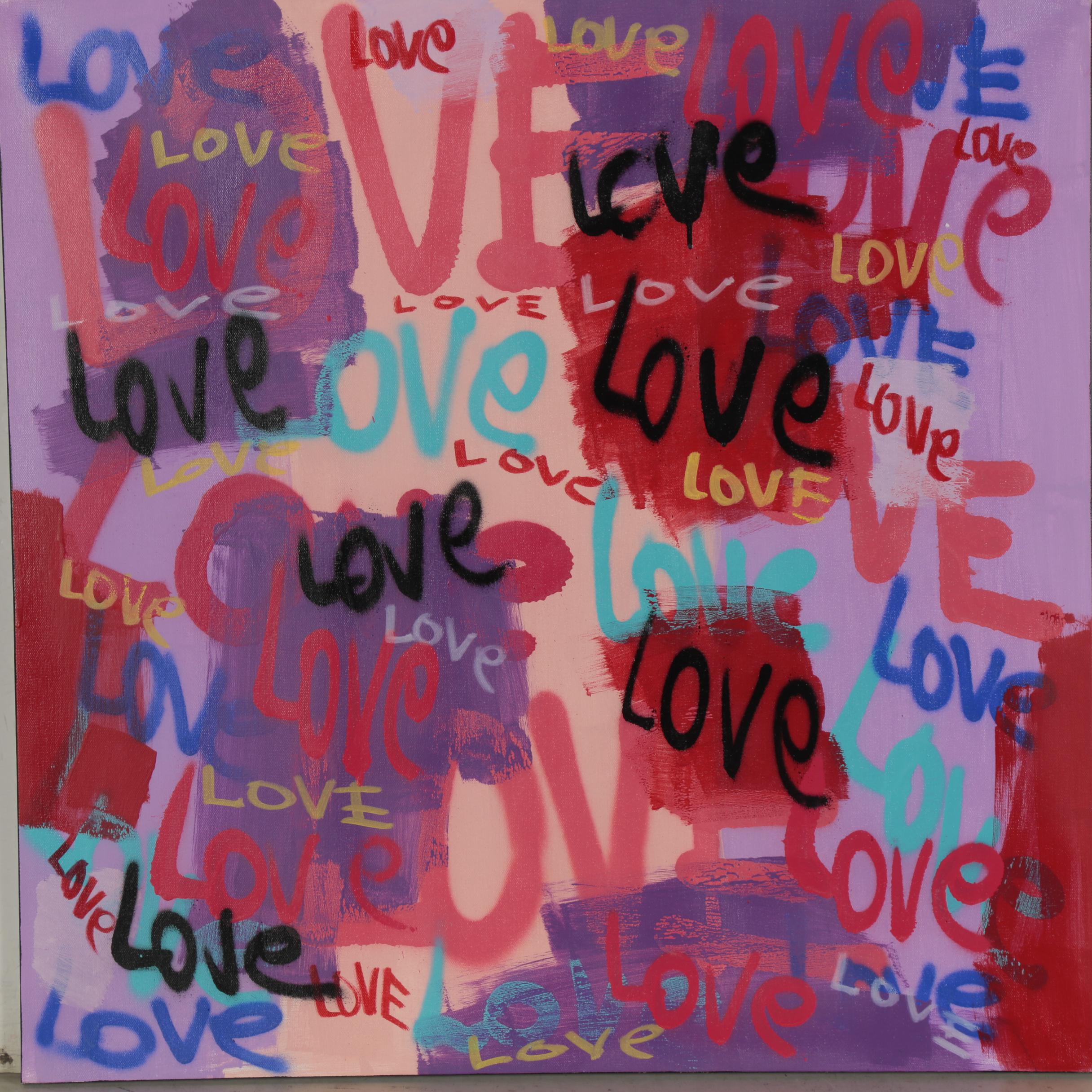 R.C. Raynor Graffiti Style Mixed Media Painting, 21st century