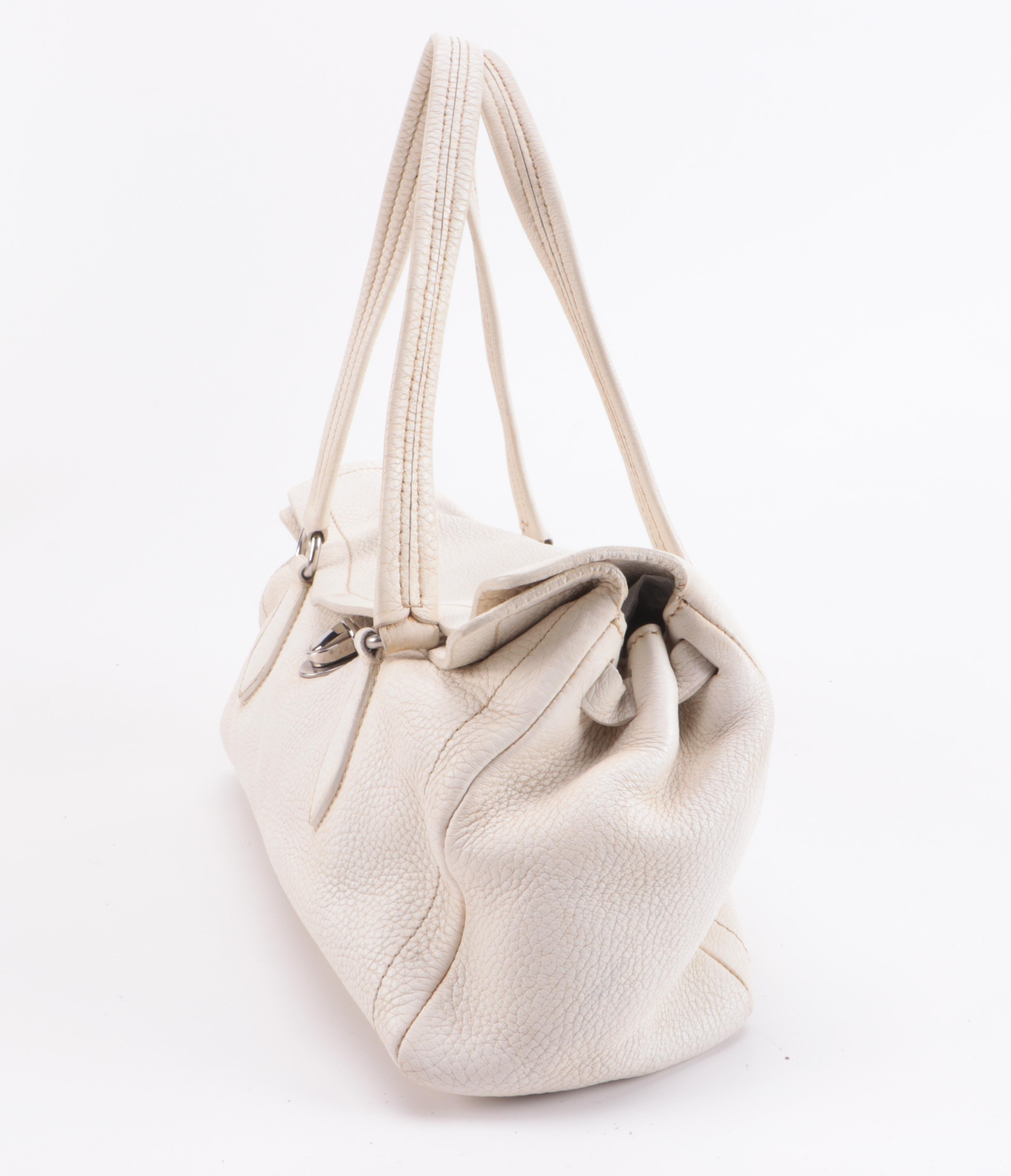 Prada Off-White Bianco Daino Leather Handbag