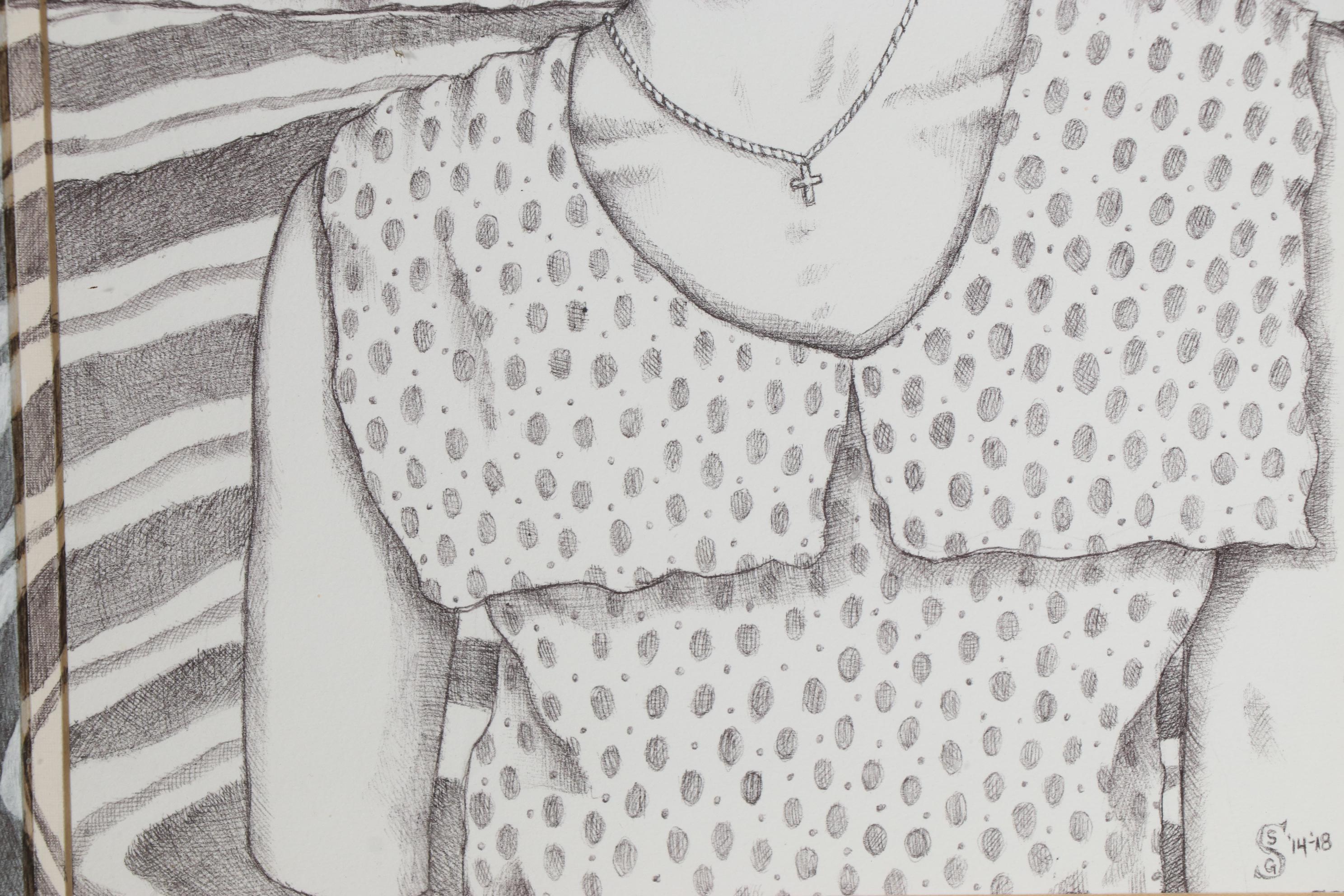 Savannah Schroll Guz Ink Drawing "Women in Water: Loretta and Pies in the Sky"