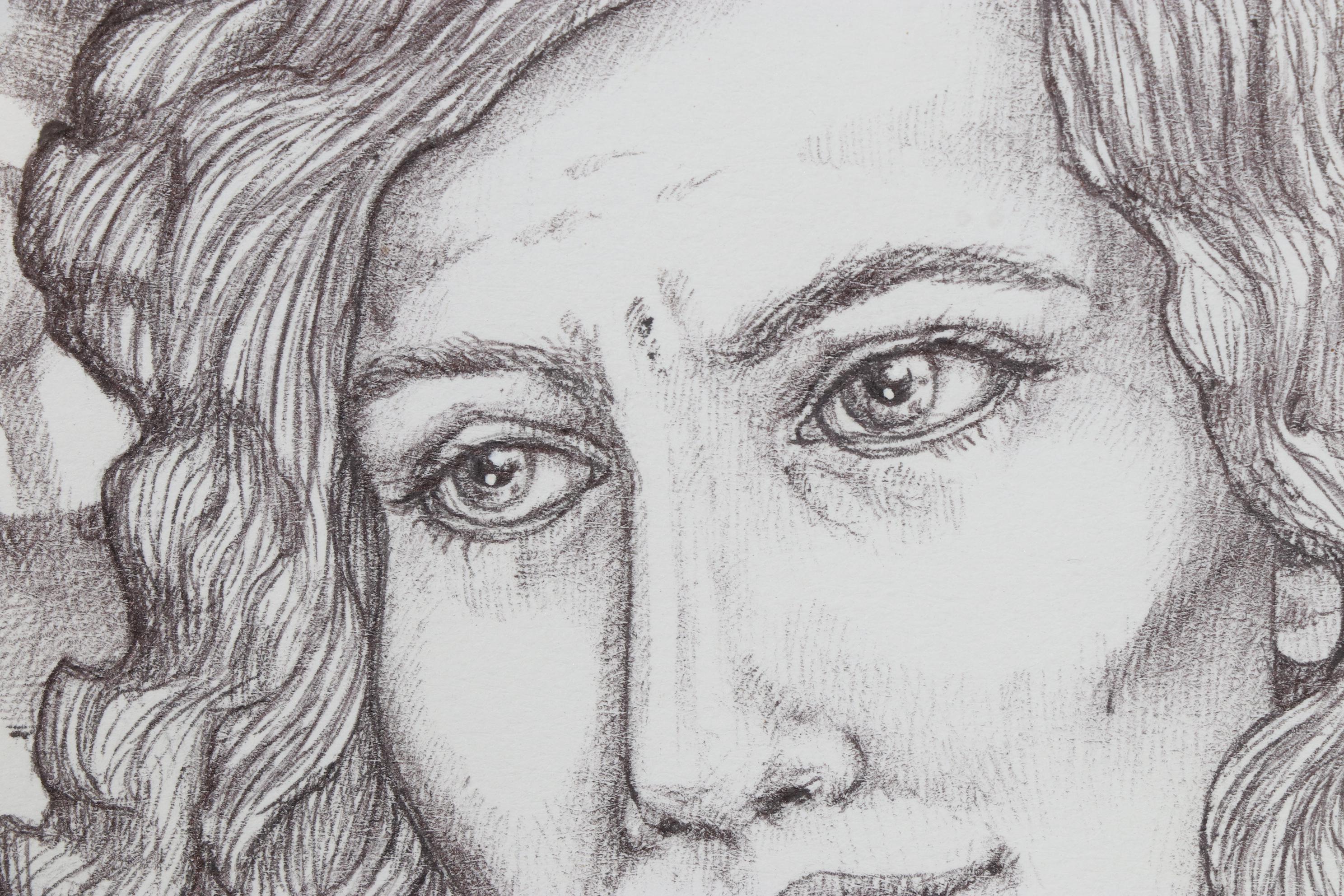 Savannah Schroll Guz Ink Drawing "Women in Water: Loretta and Pies in the Sky"