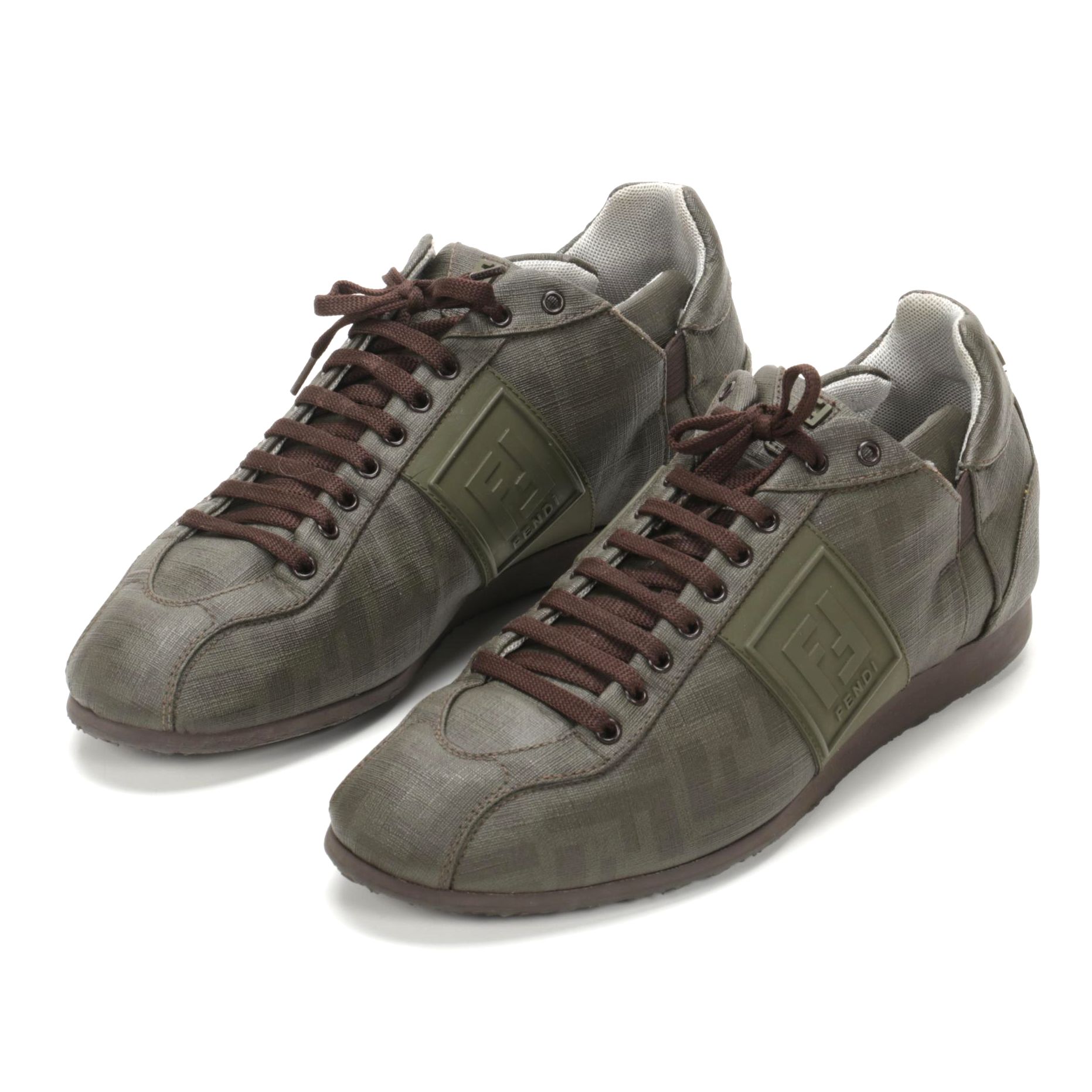 Fendi Sneakers in Olive Green Zucca Canvas