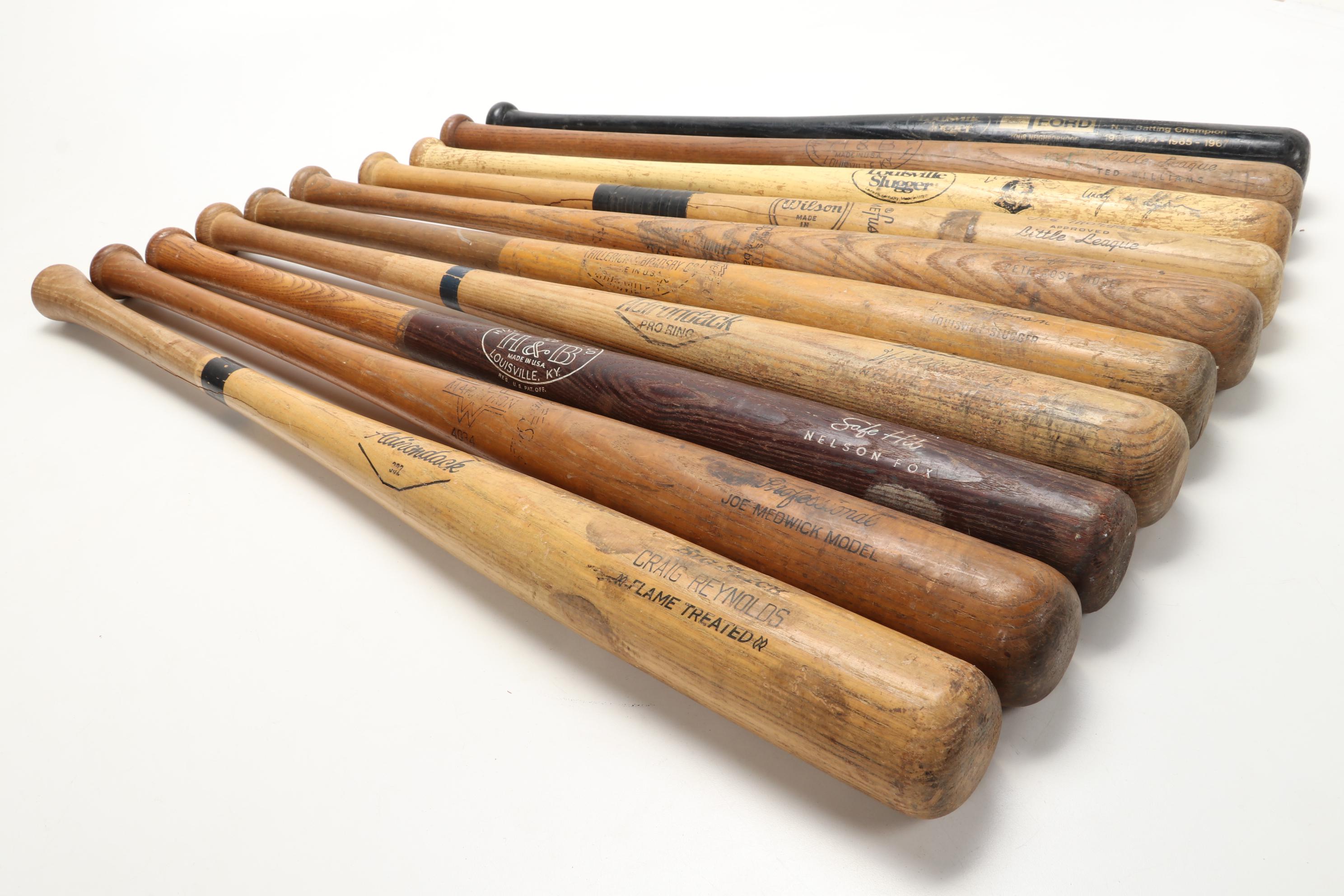 Louisville Slugger, Wilson, and Other Wooden Baseball Bats, 1970s-1990s