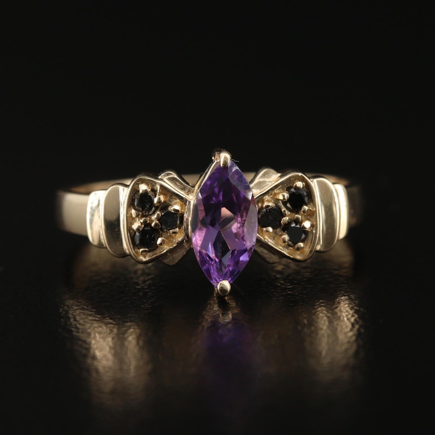 14K Amethyst and Diamond Ring