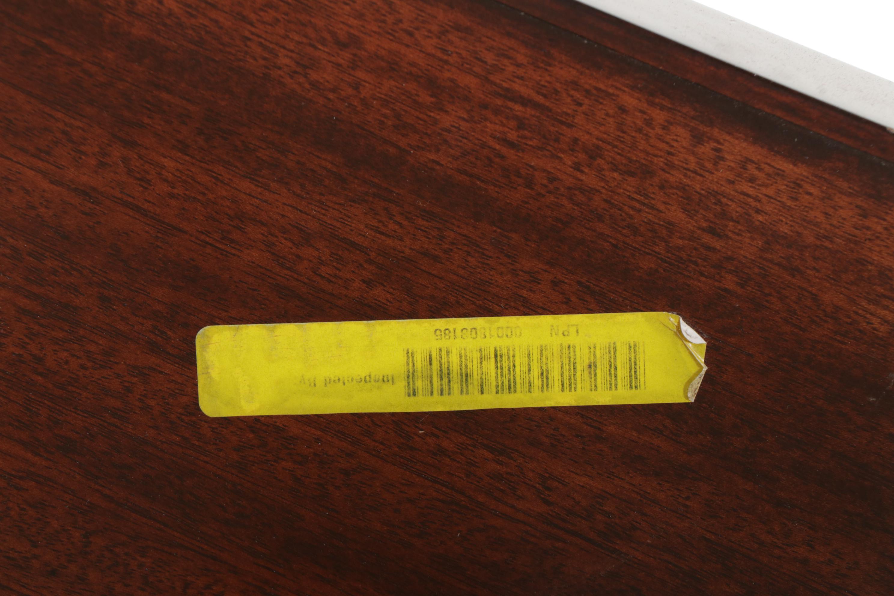 Restoration Hardware Mahogany-Stained Brass-Tacked Upholstered King Size Bed