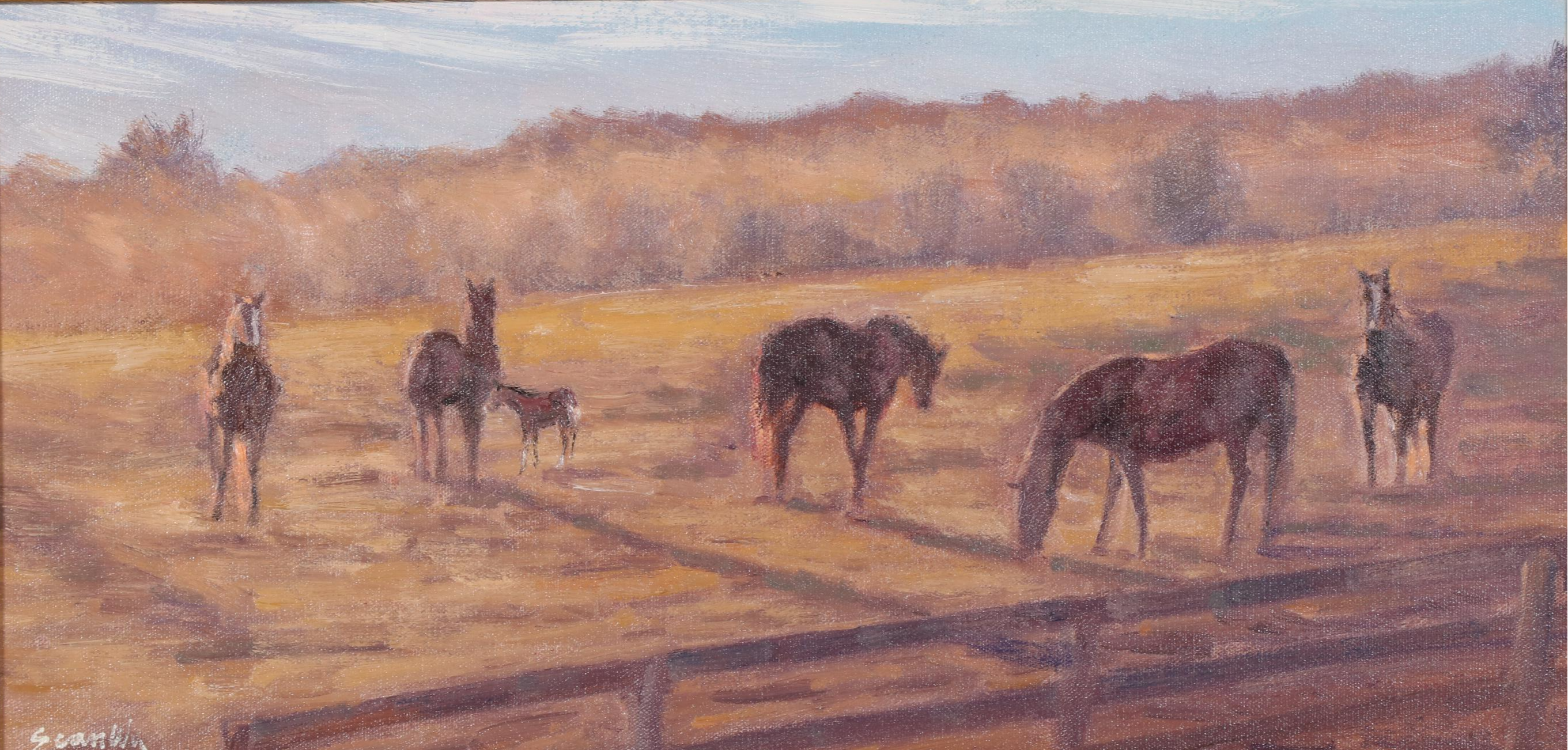 Sean Wu Oil Painting "Horses at Pasture," 2020