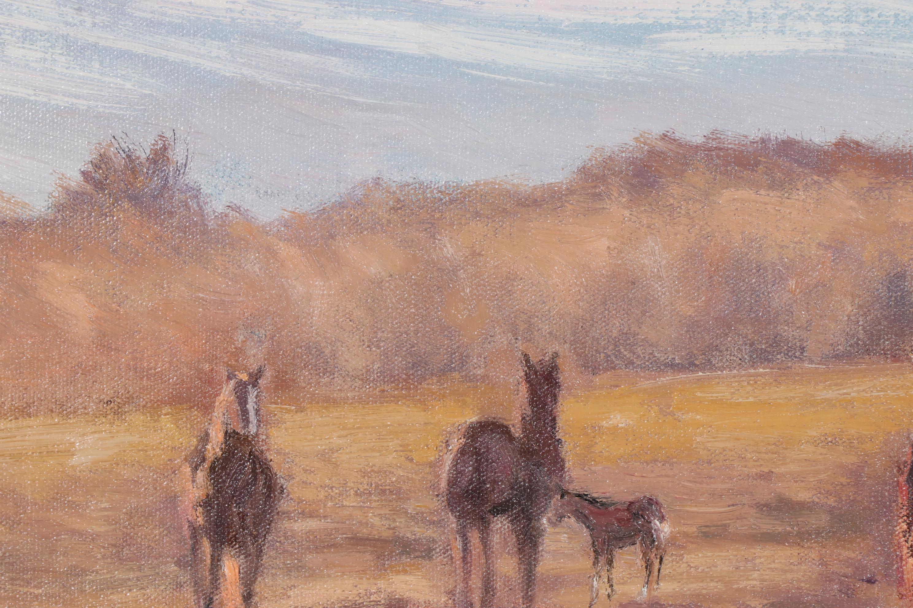 Sean Wu Oil Painting "Horses at Pasture," 2020